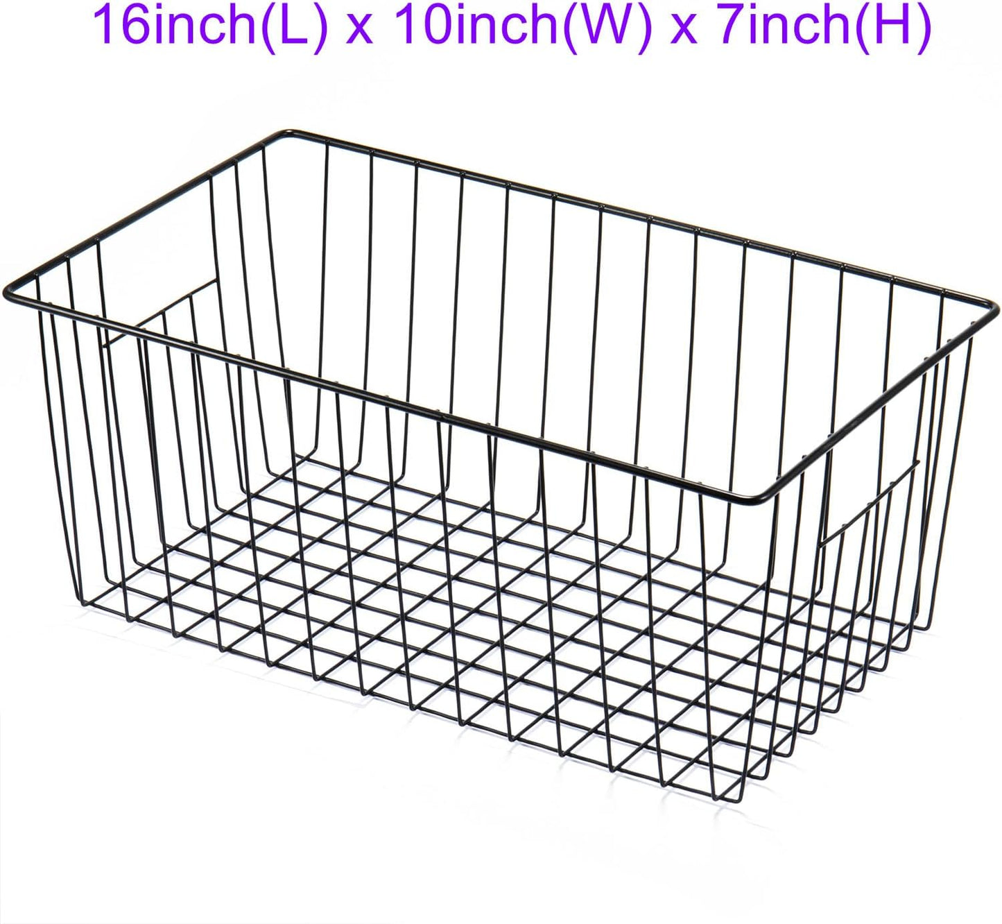 16inch Upright Freezer Organizer Baskets for 13-14,16-21 cu.ft Standup Freezer, Settle freezer chaos and reduce food waste effectively, Durable, Fully Use Space, Improve Air Circulate, Black, 4pcs