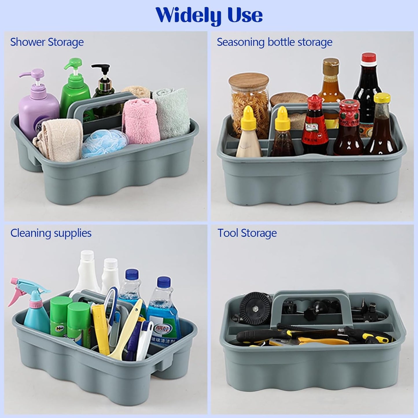 All-Purpose Cleaning Caddy, Cleaning Tool Organizer with Handle Portable Shower Caddy Basket, Grey, 6 Pack