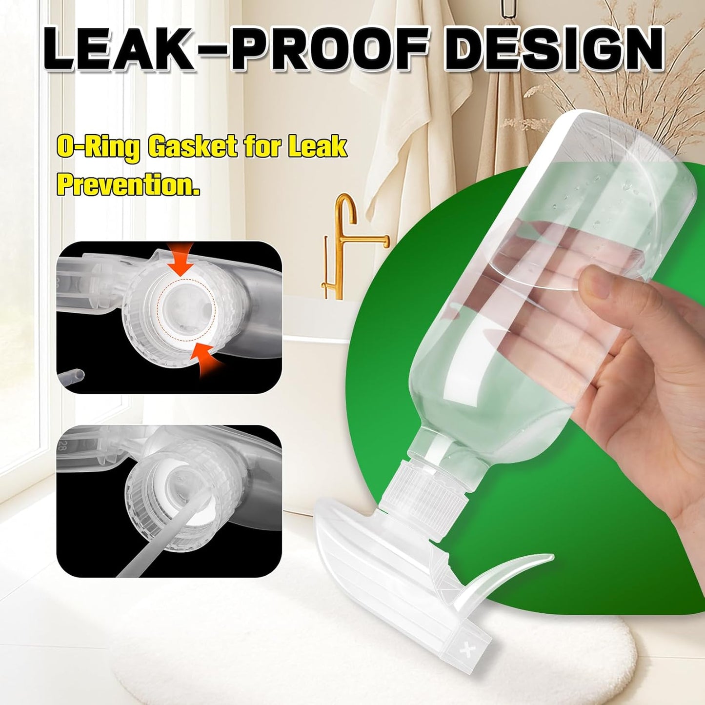 DIYSELF Spray-Nozzle-for-Bottles, 8 Pcs Spray Bottle Tops Replacement, Mist Stream Trigger Sprayer for 8oz 16oz 32oz Bottles, Clear Spray Bottle Heads for Cleaning Solutions, Car Detailing, Leakproof