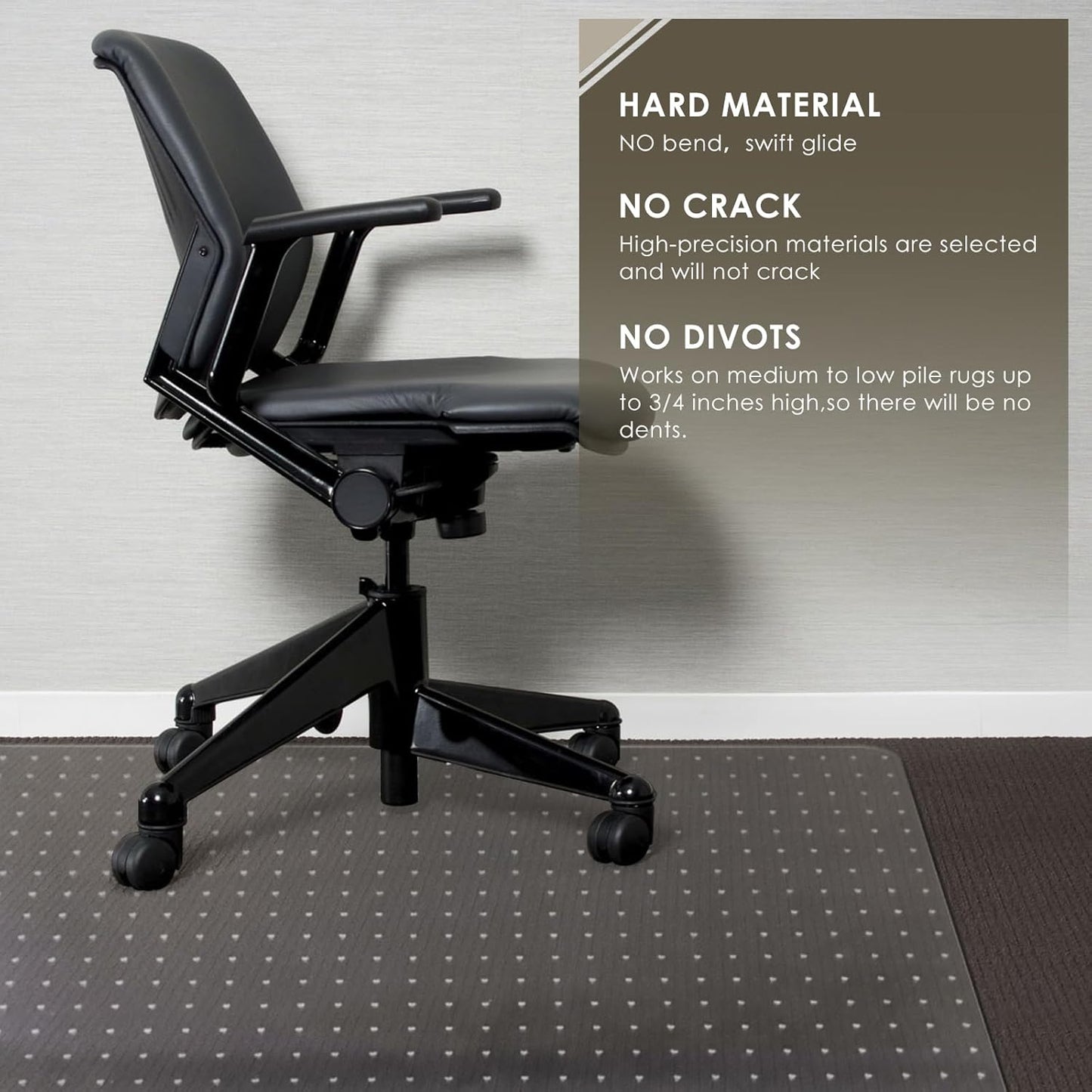 Azadx Heavy Duty Office Chair Mat for Carpet 32" x 48" Hard Material Chair Mat for Carpeted Floor Slip Resistant Carpet Protector for Home Office Easy Glide Desk Floor Mat for Office Chair on Carpets