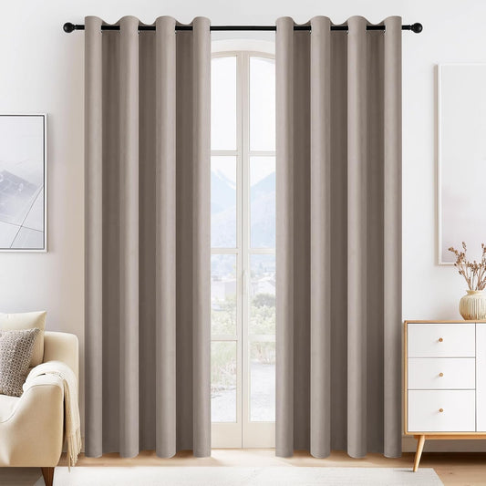 PONY DANCE Light Taupe Blackout Curtains - Thermal Isulated Room Darkening Drapes for Bedroom/Living Room, Set of 2 Curtain Panels, 55 x 80 inch