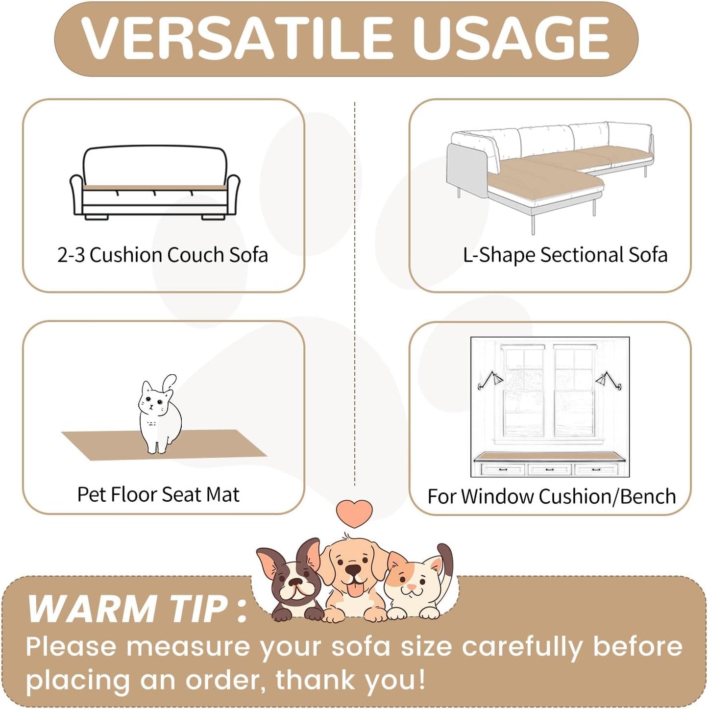 OTOB Couch Covers for Dogs Washable, Non Slip Plush Sofa Cover Kids Pet Friendly Furniture Protector, All Seasons Soft Cozy Fuzzy Sofa Slipcovers Dog Bed Mats (Coffee, 31.5" x 63.0'')