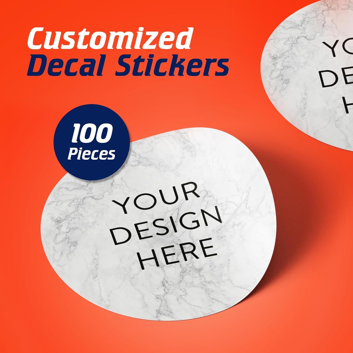 100 Custom Vinyl Stickers - Upload Your own Image, Text, Design, Logo - Personalized Logo Labels for Handmade, Packaging, Bottle, Jars, Candle, Brand Stickers (Silver Marble, 1x1)