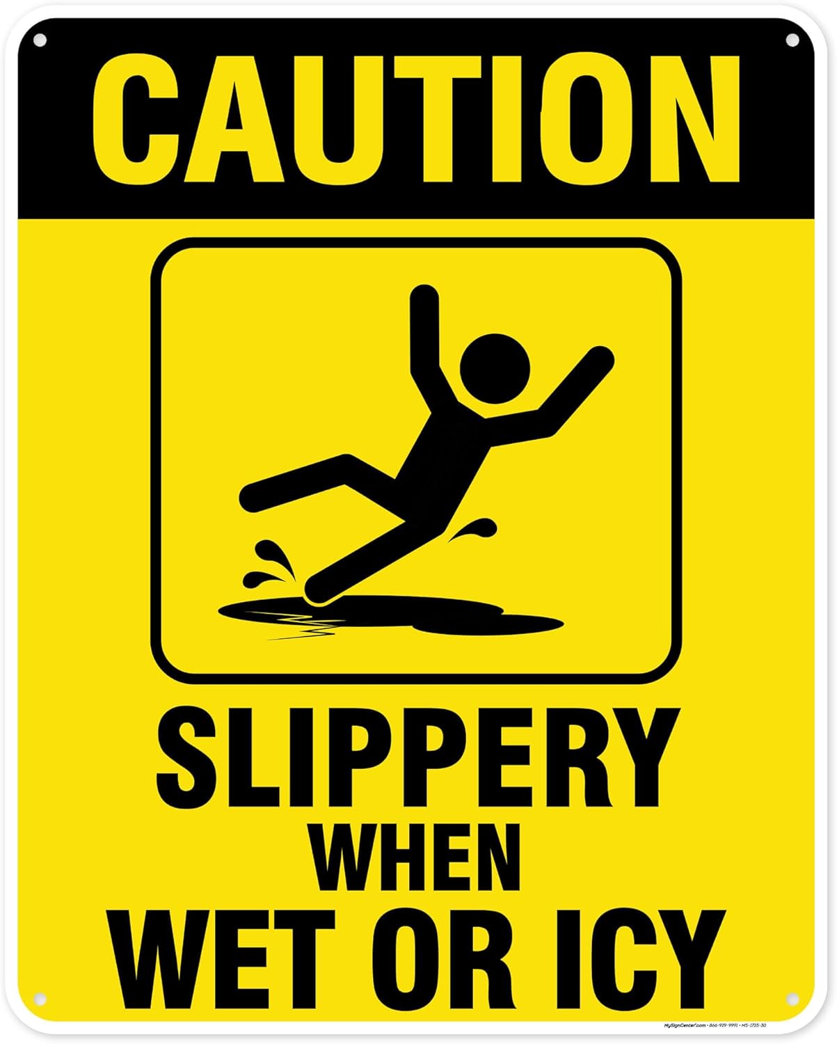 Caution Slippery When Wet Sign or ICY Sign, 24"x30" Polyethylene, Indoor/Outdoor Use, USA MADE By My Sign Center