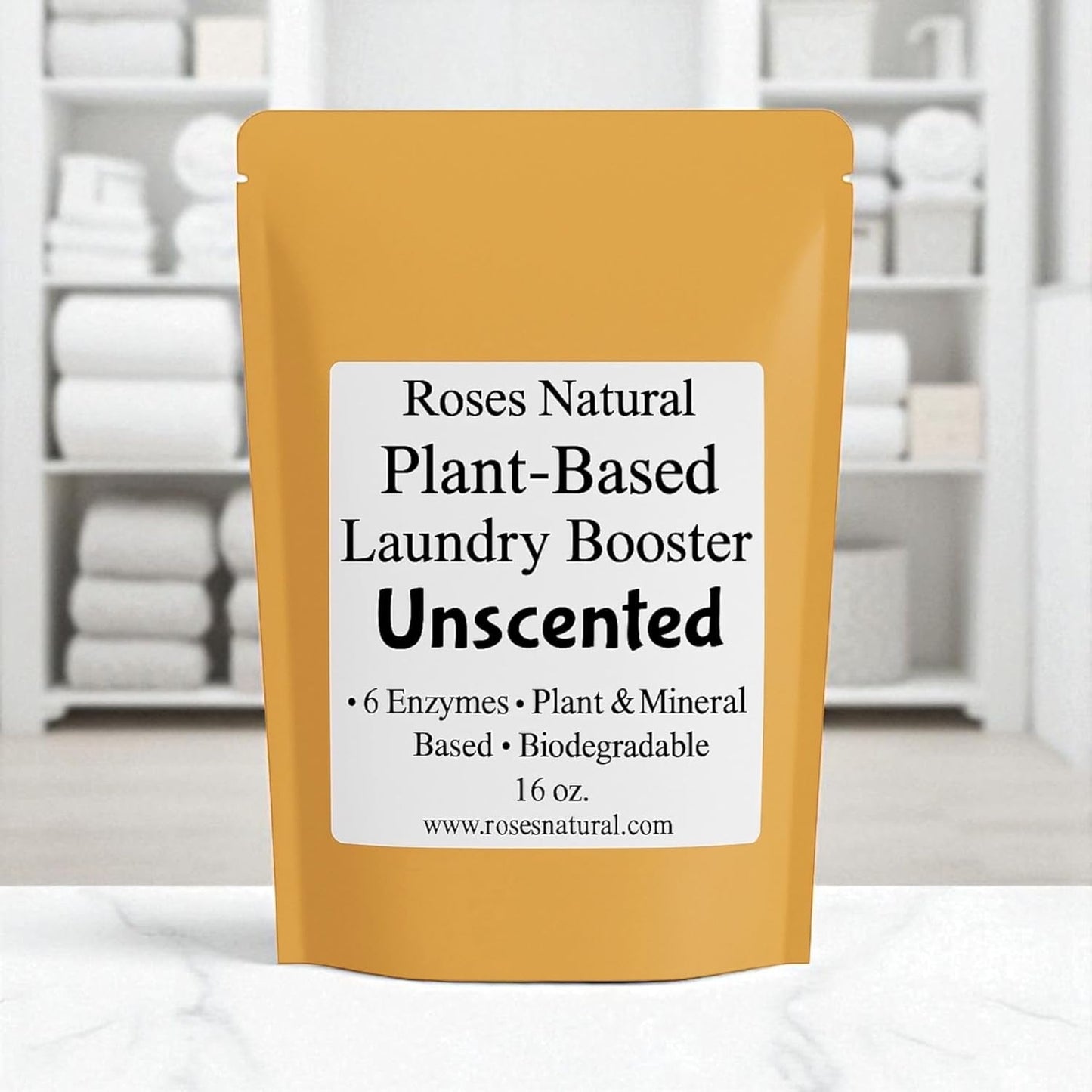 Natural Enzyme Laundry Booster – Unscented | 6 Enzymes | Fragrance-Free | Biodegradable | HE Safe, for Sensitive Skin, Eco-Friendly Laundry Additive | 16 oz | Made in USA