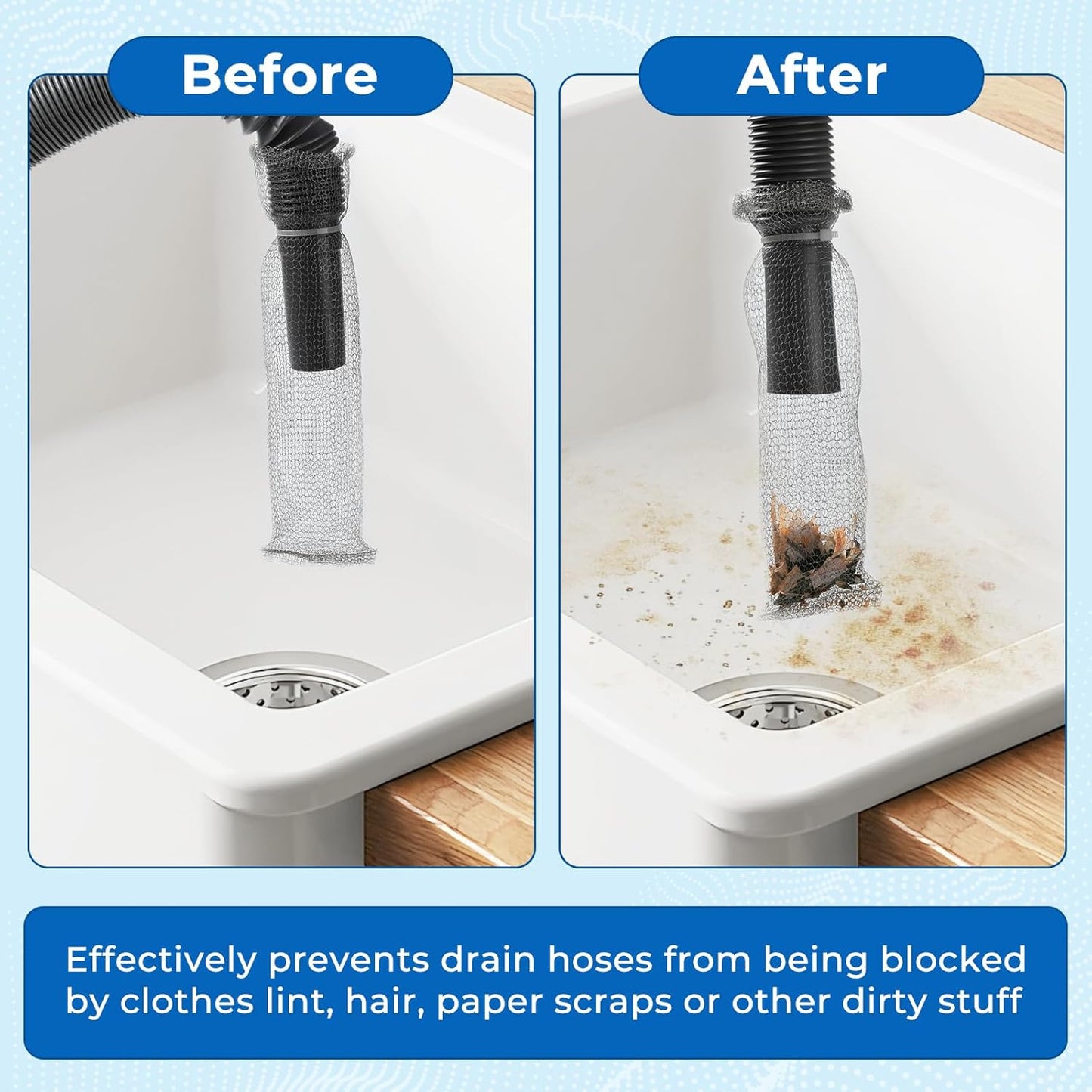 24 PCS Lint Traps, Stainless Steel Lint Catcher for Washing Machine, Pet Hair Remover for Laundry, Upgrade Traps Laundry Mesh Washer Hose Filter with 24 PCS Cable Ties