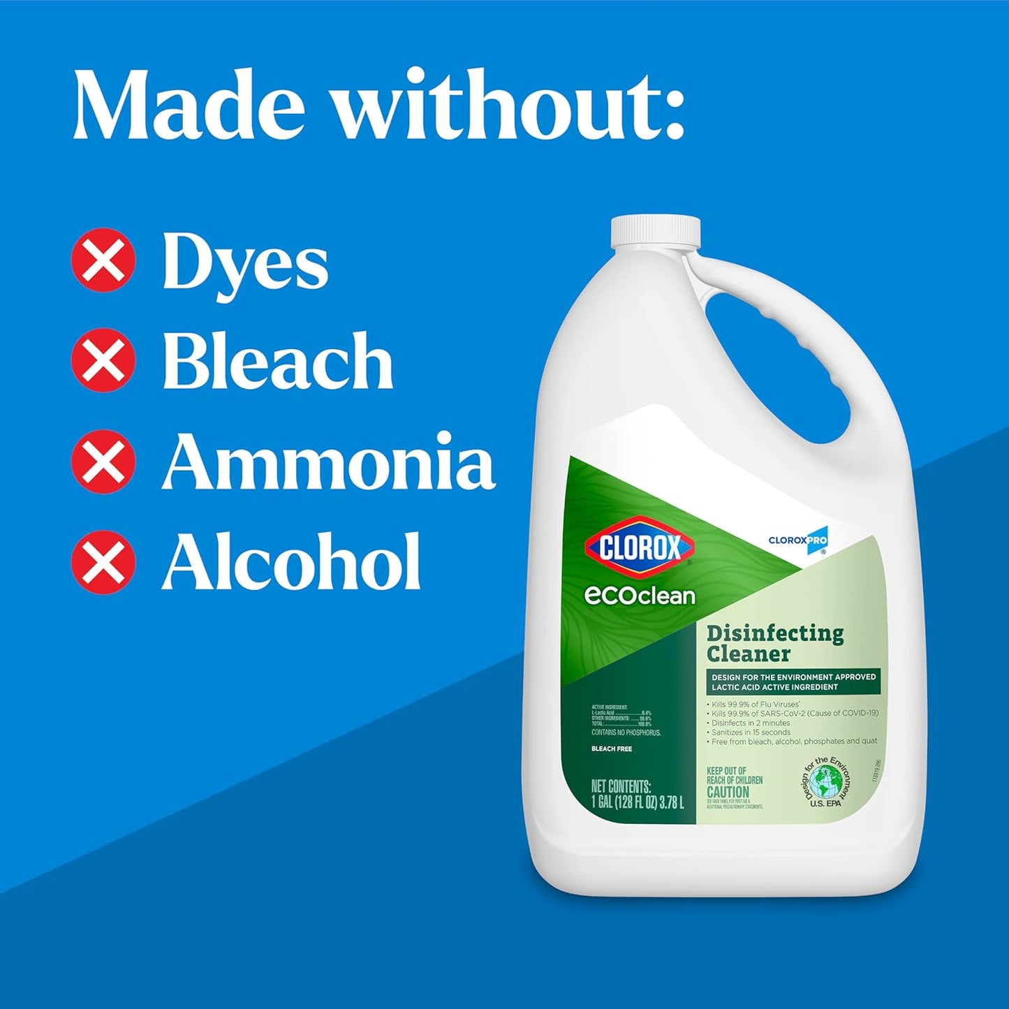 Clorox CloroxPro EcoClean Disinfecting Cleaner Refill, 128 Fluid Ounces