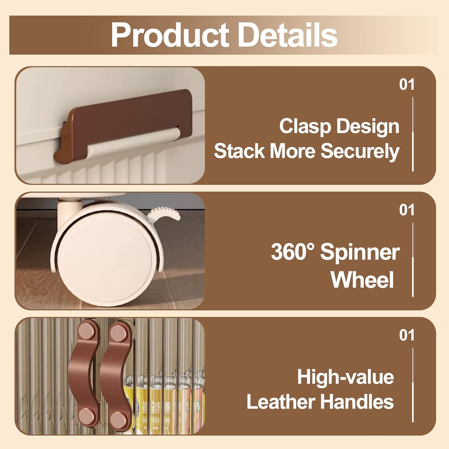 SAILUN 83Gal/335Qt Stackable Storage Bins Folding Collapsible Storage Bins with Lid, Closet Organizers and Box with Door Beige 26" W x 17" D x 43.7" H