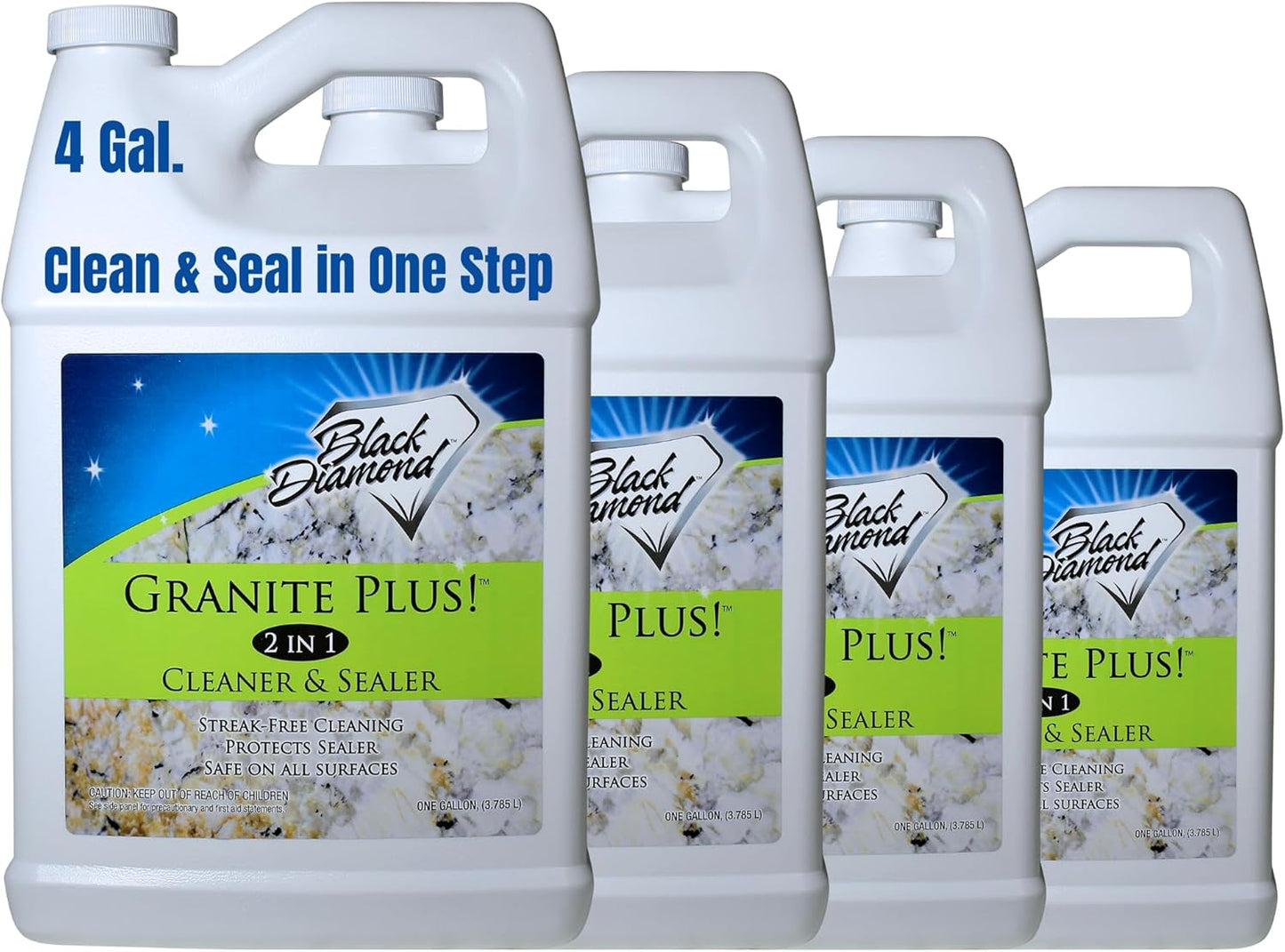 Black Diamond Stoneworks GRANITE PLUS! 2 in 1 Cleaner & Sealer for Granite, Marble, Travertine, Limestone, Ready to Use! (4-Gallons)