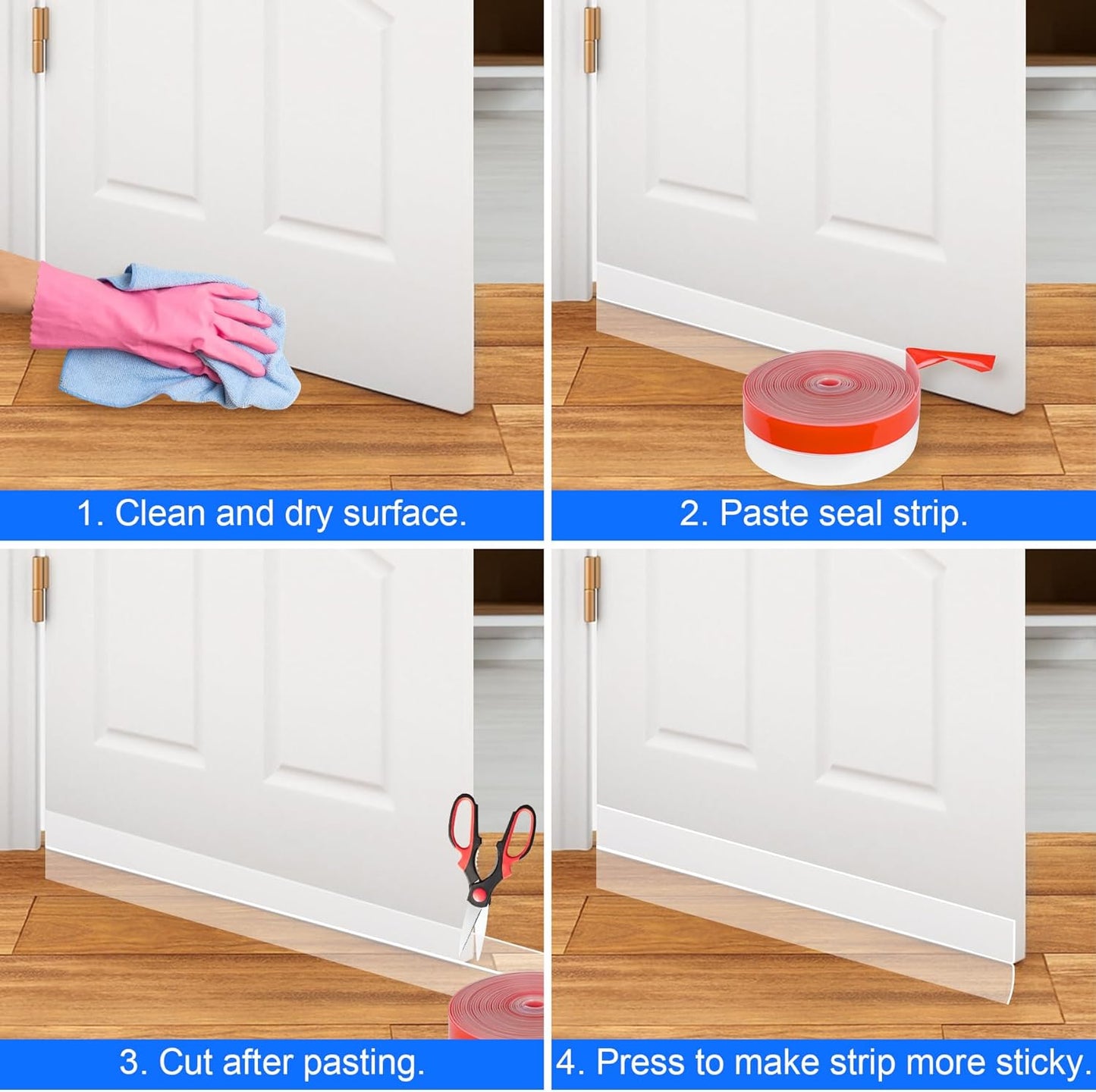 ToLanbbt Weather Stripping Silicone Door Seal Strip 3 in x 20 ft Door Draft Stopper Self Adhesive Door Draft Tape, Side & Bottom Gaps Insulation Strip for Glass Shower Door Sliding Door Window, Clear