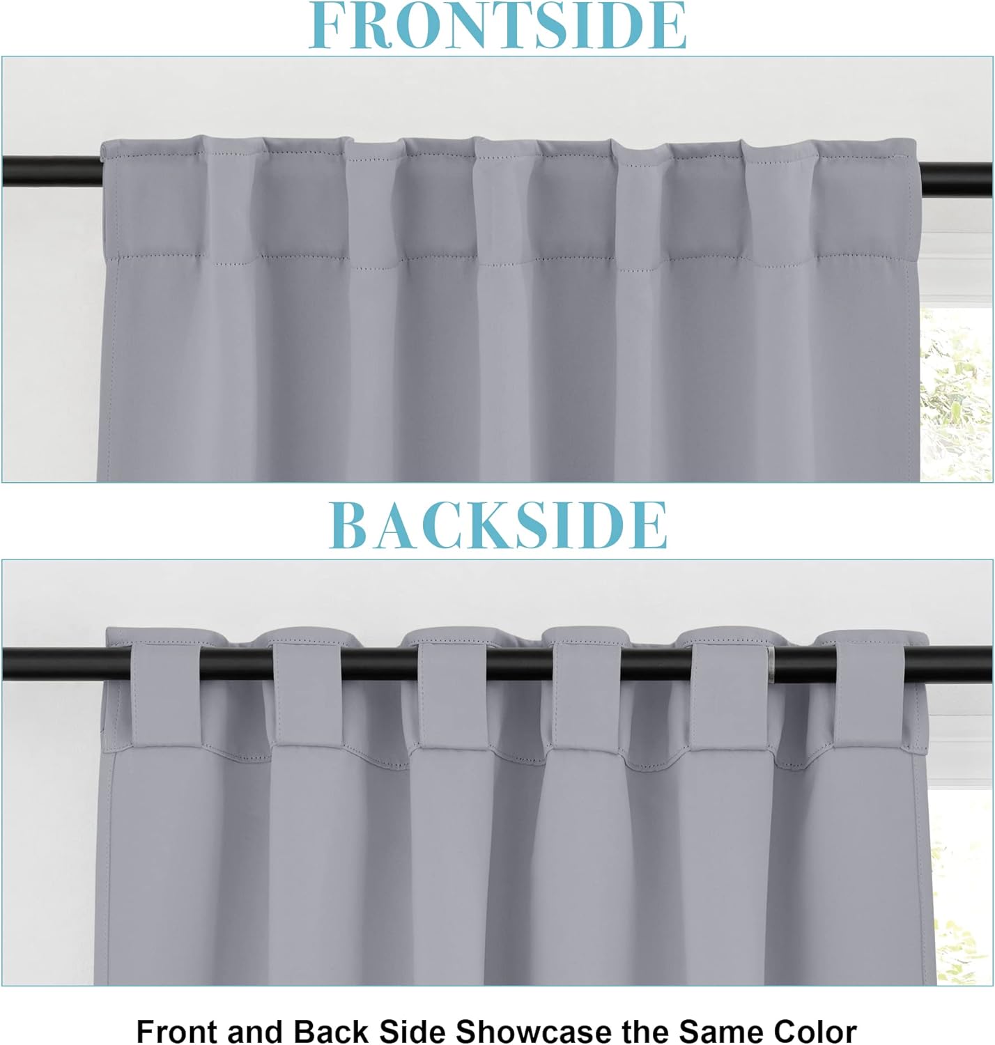 RYB HOME Bedroom Curtains, Room Darkening Thermal Insulated Curtain Back Tab Pleat Drapes Decent Window Treatment for Home Office Playroom Living Room, W42 x L63 inches, Sliver Grey, 2 Panels