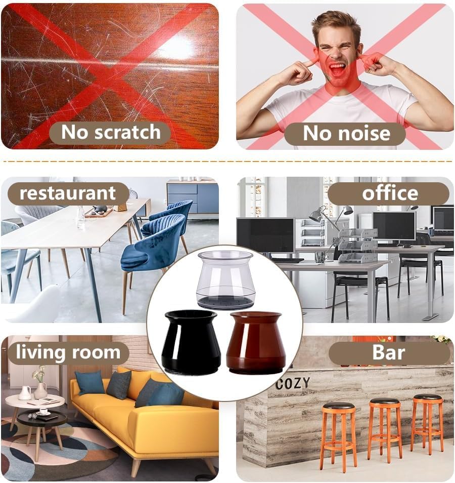 BUMACO 40Pcs Chair Leg Floor Protectors Chair Leg Protectors for Hardwood Floors Silicone Pads Covers to Protect Floors Universal L Clear Fit (1-5/16"~2")