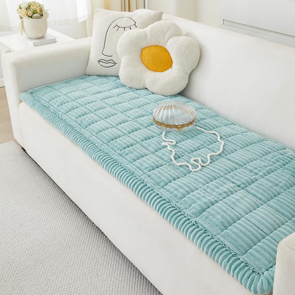 Couch Cover for Dogs Washable, Fuzzy Pet Couch Covers for 3 Cushion Sofa Pet Friendly, Non Slip Sofa Cover (Blue, 27.6" x 82.7"/70 x 210cm)