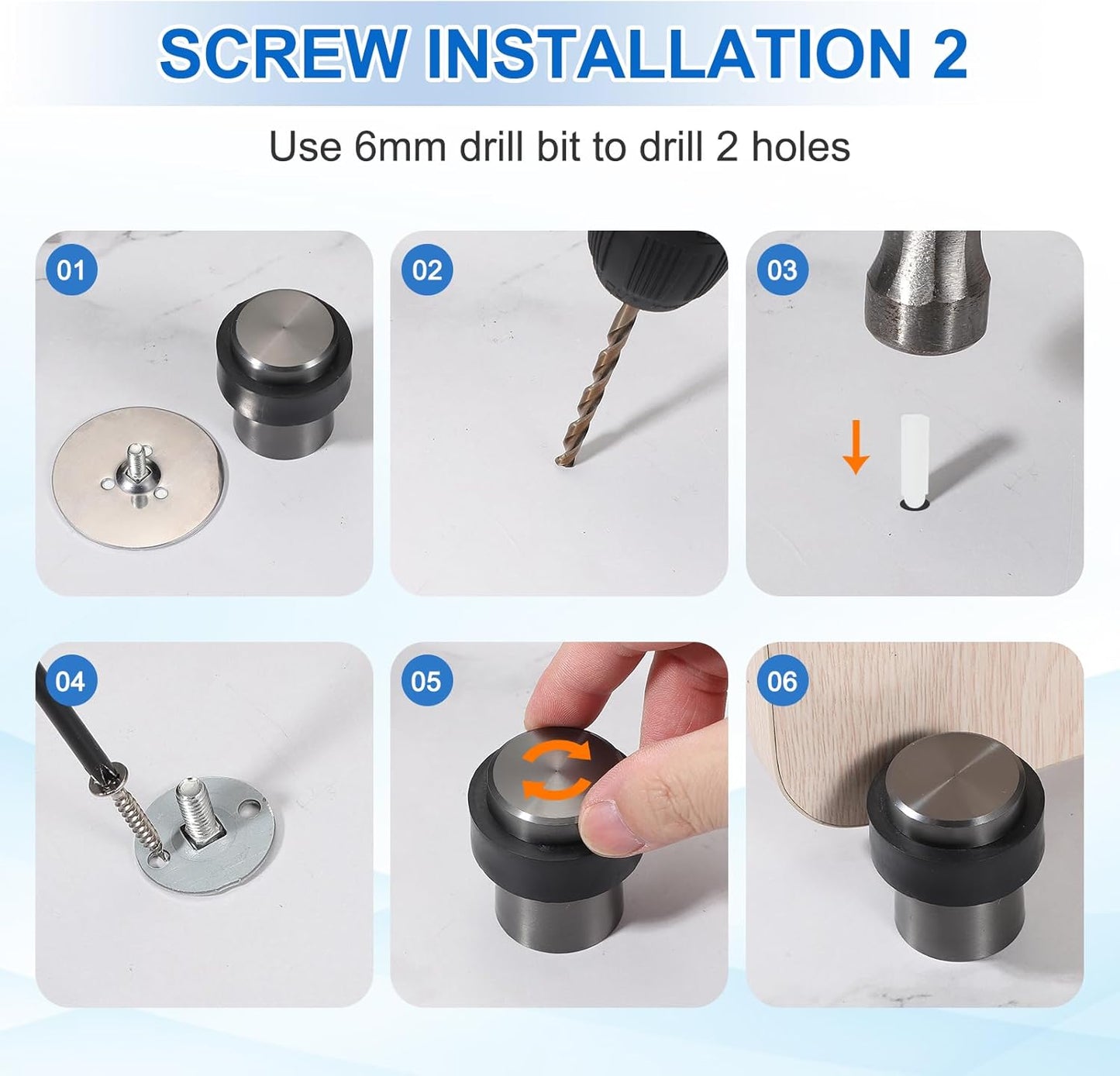 PATIKIL 3Set Round Door Stoppers, 46mm Stainless Steel Door Stop Doorstop Wedge Metal Cylinder Self Adhesive with Screw for Bottom of Door Floor Inside, Bronze