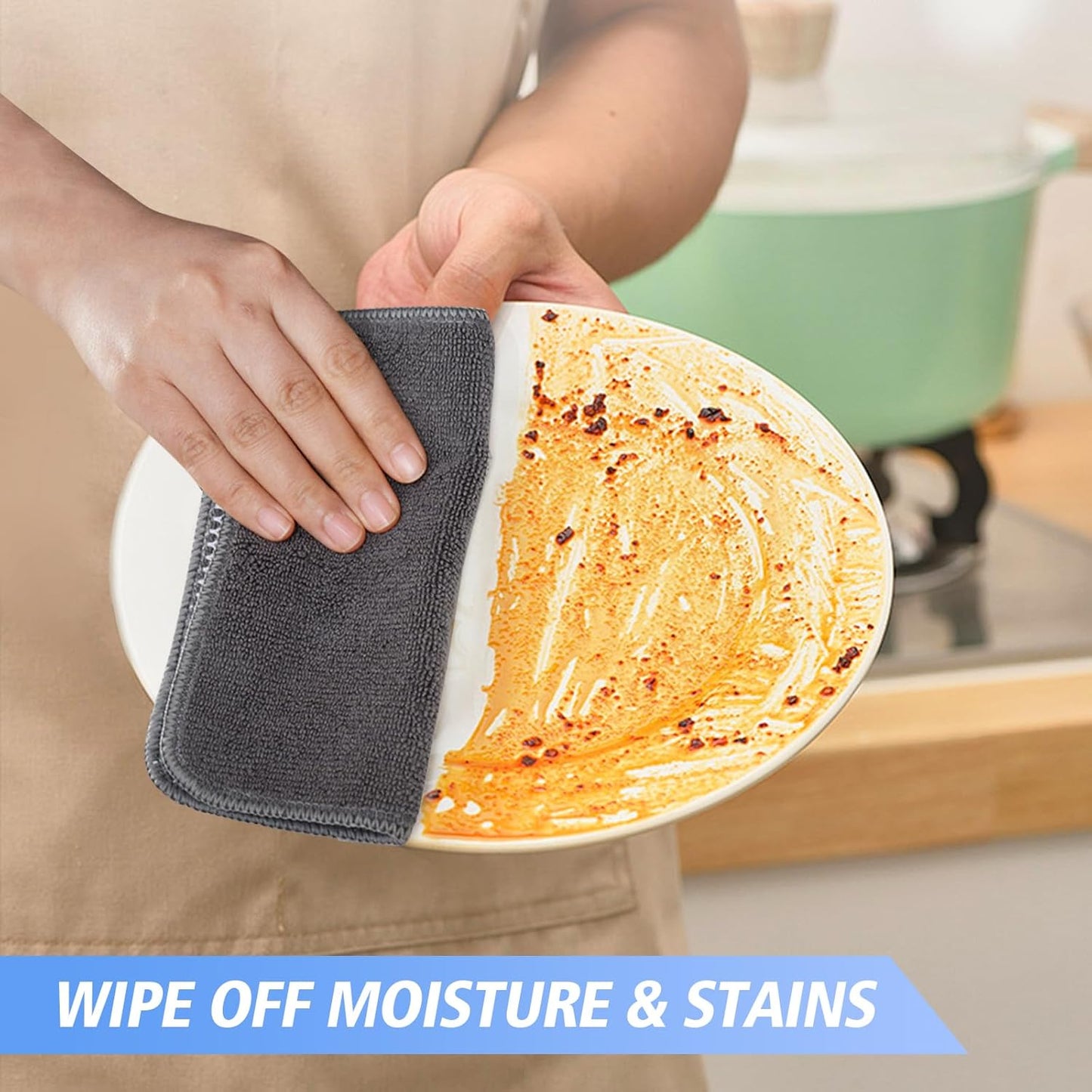 KinHwa Kitchen Washcloths for Dishes Absorbent Microfiber Dish Cloths Quick Dry Dish Rags with Poly Scour Scrub Side Ideal for Kitchen Cleaning and Housekeeping (Gray, 12inchx12inch 9 Pack)