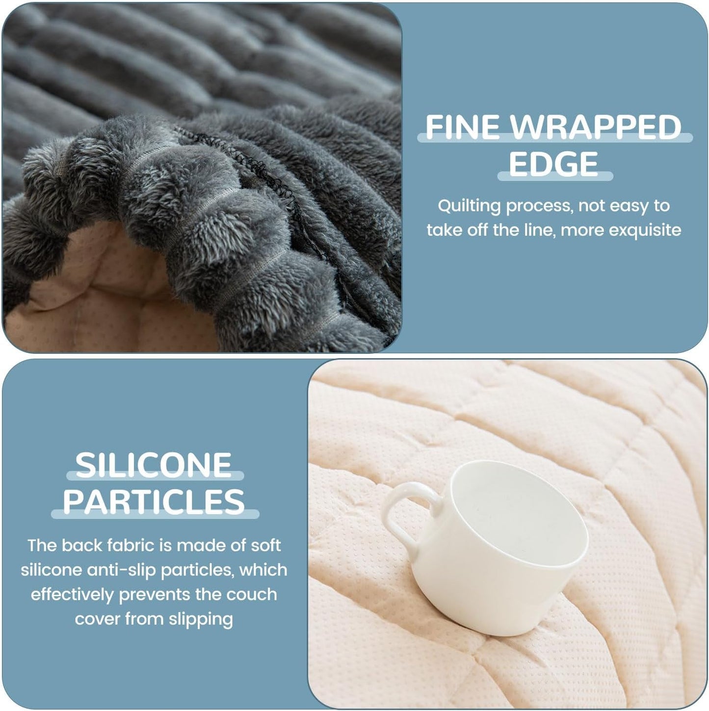 OTOB Couch Cover for Dogs Washable, Non Slip Funny Pet Couch Covers Sofa Slipcovers Cushion Mat, Plush Soft Cozy Pet Friendly Furniture Protector, All Seasons (Dark Gray, 23.6" x 47.2")