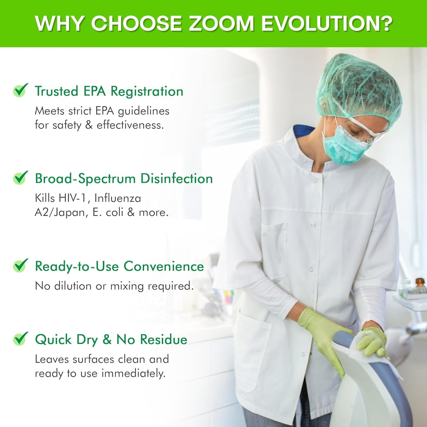 Zoom Evolution Multi-Purpose Antibacterial Wipes, 3,200 Count – 4 Rolls of 800 Wipes Each, Disinfecting Cleaning & Sanitizing Solution for Home, Kitchen, Gym, Car & Office, Quick-Dry, EPA-Registered