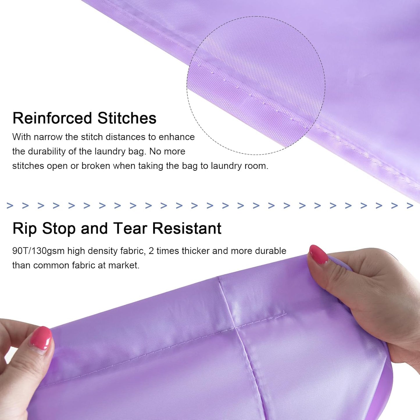 Polecasa Small Heavy Duty Laundry Bag with 130gsm Tear Resistant Fabric and Handles, Easy to Carry Durable Dirty Clothes Drawstring Bag, Perfect for College Dorm, Travel 21”x24”,Purple