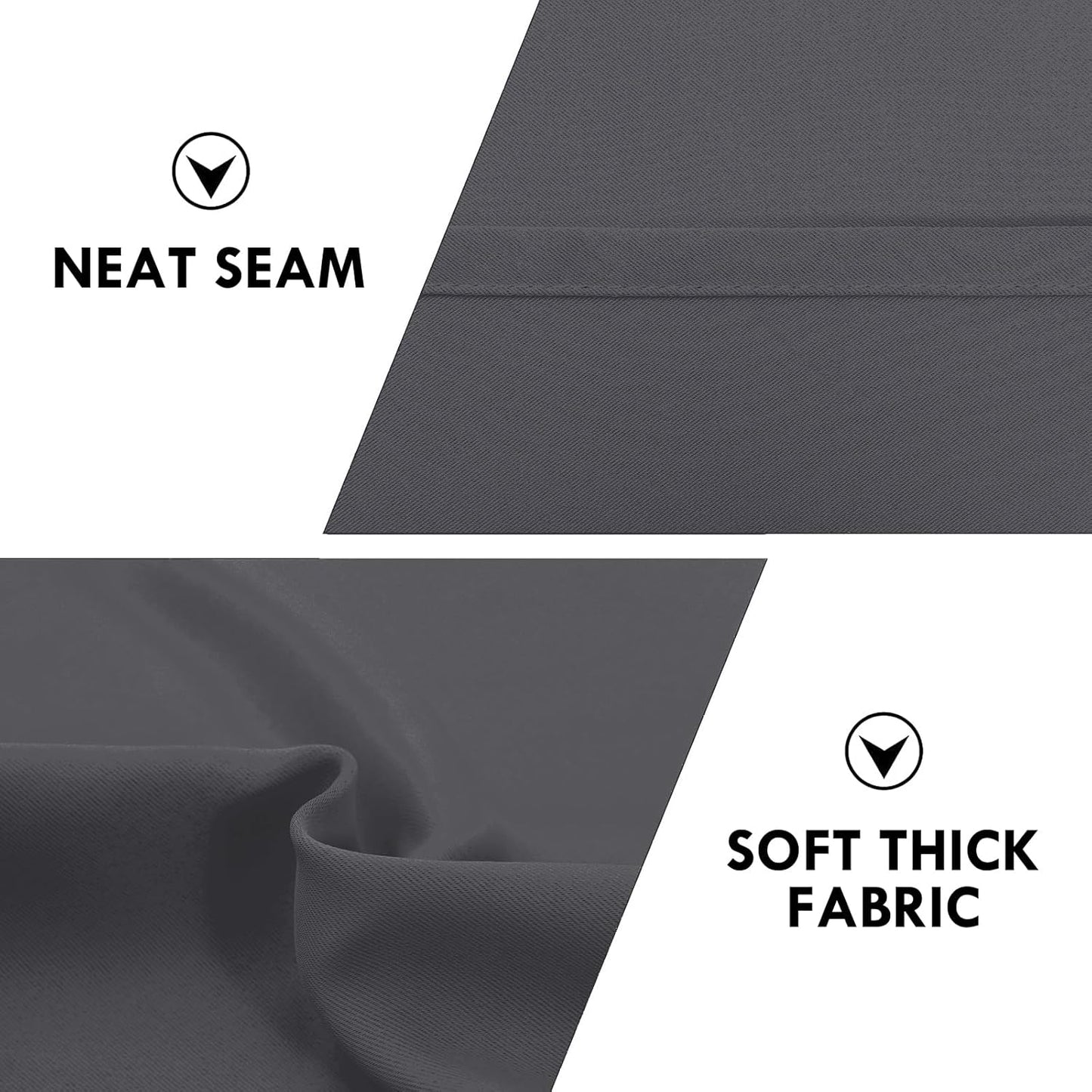 DWCN Kitchen Blackout Short Curtains for Bedroom 45 Inch Length 2 Panels Set, Solid Thermal Insulated Energy Saving Rod Pocket Window Treatment Curtains Blackout Draperies (W52 x L45 Inch, Dark Grey)
