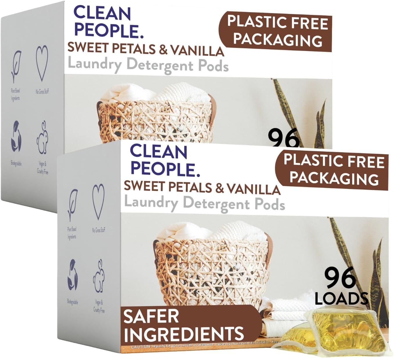 Clean People Laundry Detergent Pods - Hypoallergenic Laundry Pods - Ultra Concentrated, Recyclable Packaging, Stain Fighting - Sweet Petals, 192 Pack