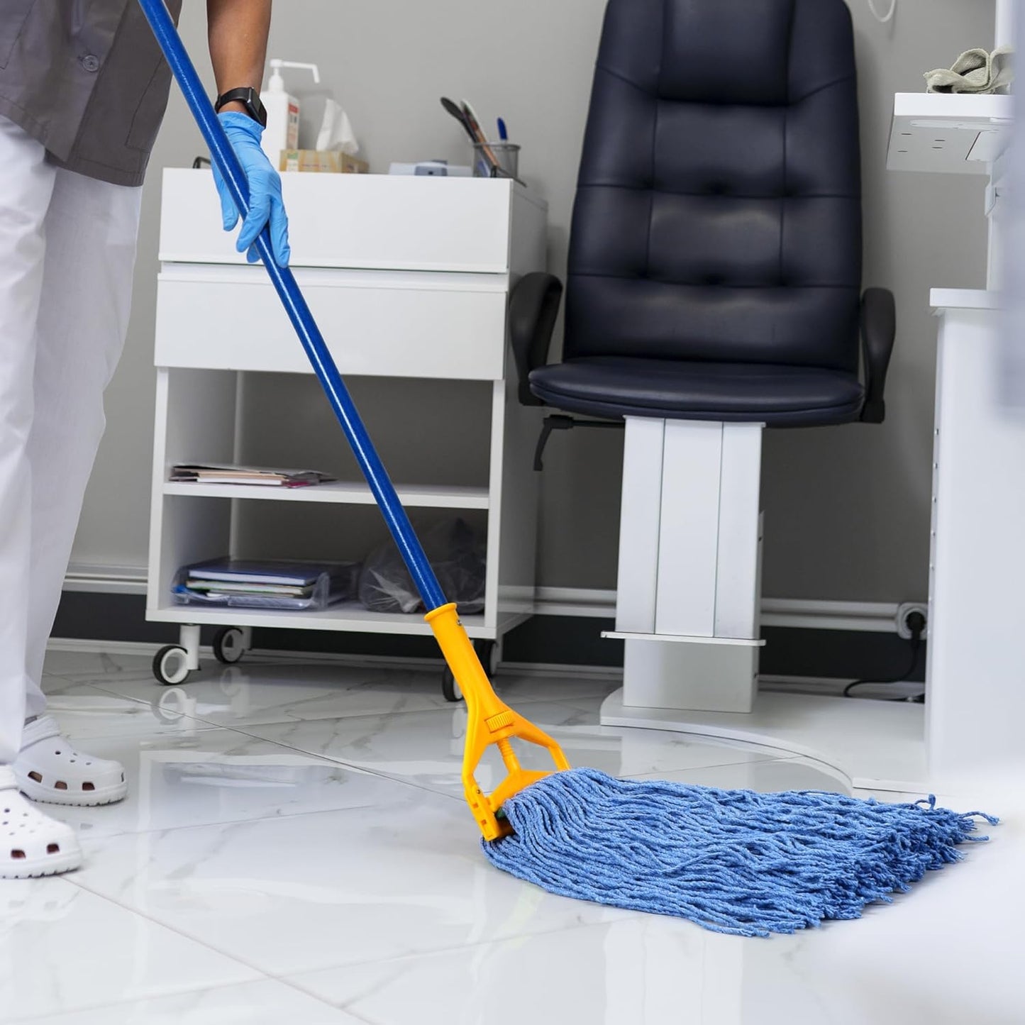 Matthew Cleaning 20oz 12Pack Cotton Floor Mop,Cotton Looped-Open String Heavy Duty String Refills, Universal Headband Blend Material,Mop Head Replacement for Home, Industrial and Commercial Use(Blue)