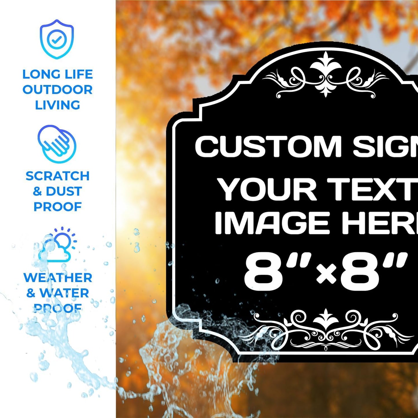 Personalized Aluminum Metal Signs - Weatherproof, Custom Text & Picture, Multiple Sizes, Hazard, Garden, Custom Door, Business Signs
