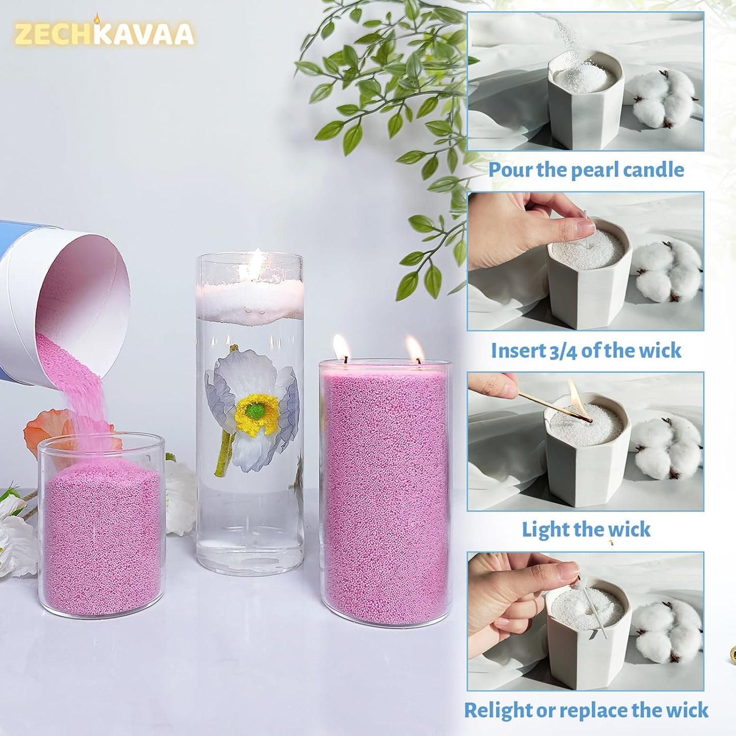 Lavender Scented Purple Pearled Candle 18oz Luxury Sand Candle Granulated Wax - 30 Cotton Wicks - Wax for Candle Making Decorative Candles Smooth and Clean Burning Lasts up to 120 Hours