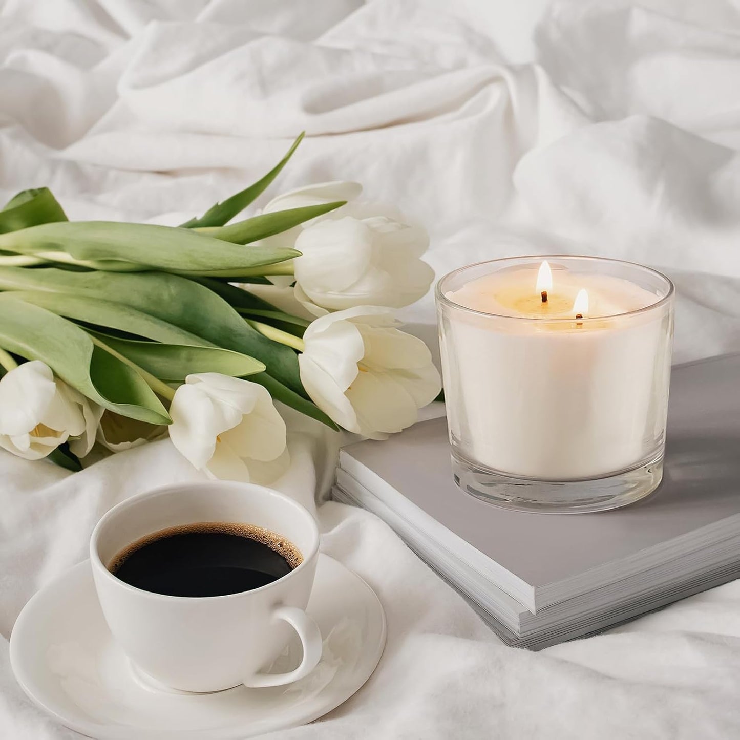 12 OZ Thick Candle Jars for Making Candles 12 Pcs, Empty Jars with Wood Lids for Spice Jars, Sample Container, Matte White