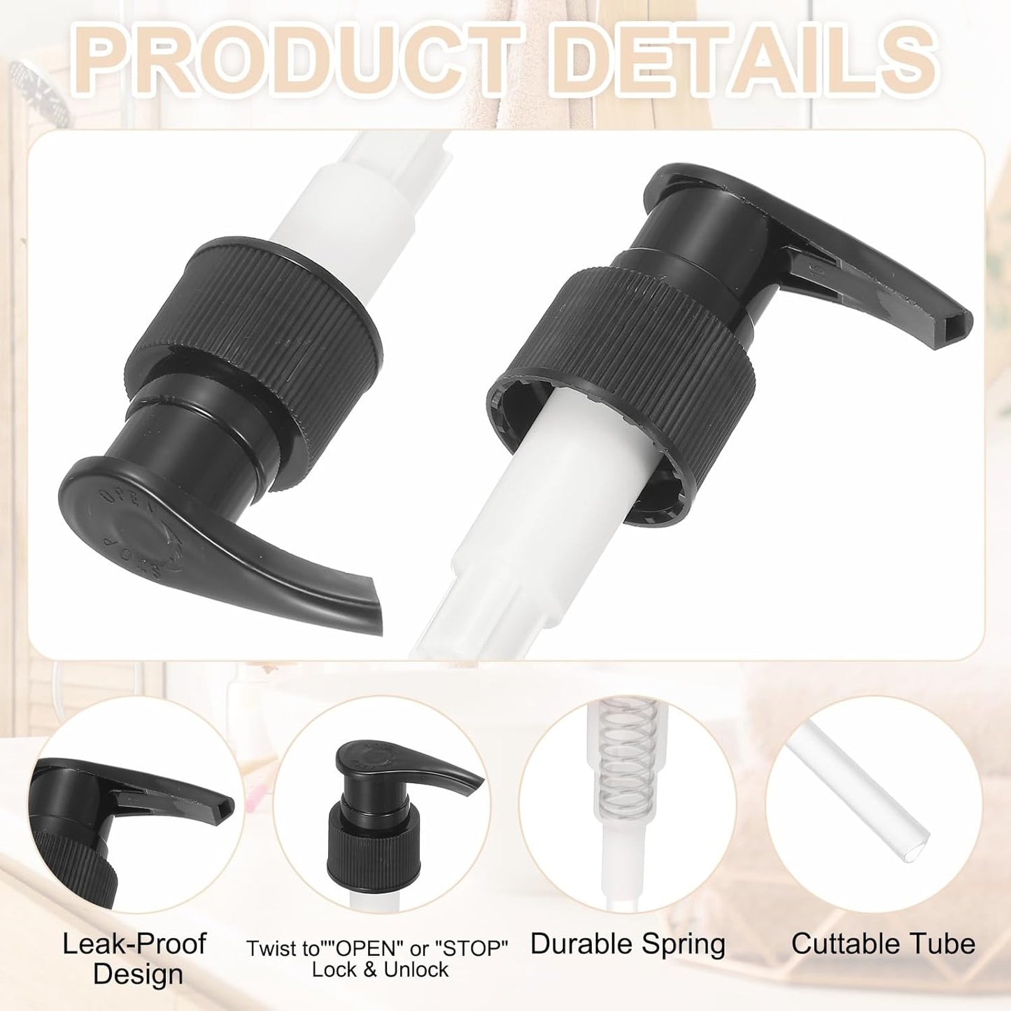 uxcell 16 Pcs Soap Dispenser Pump Heads Soap Dispensers Top Pumps Replacement Switch Pumphead for Standard 24/416 Neck Size Lotion Shampoo Bottle, Black