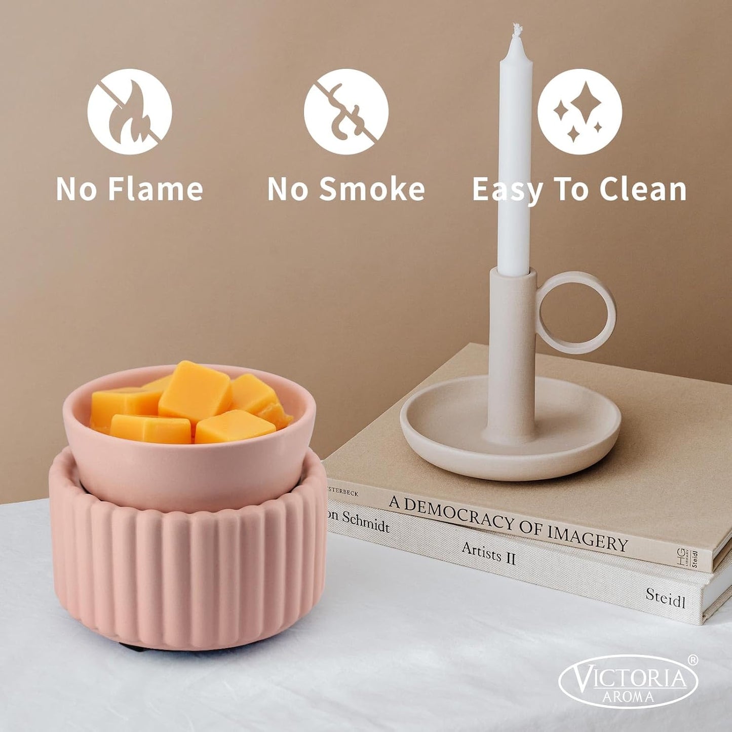 Ceramic Wax Melter 3-in-1 Candle Warmer for Scented Wax - Electric Fragrance Burner for Home, Office, Bedroom - Gift & Décor（Pink）