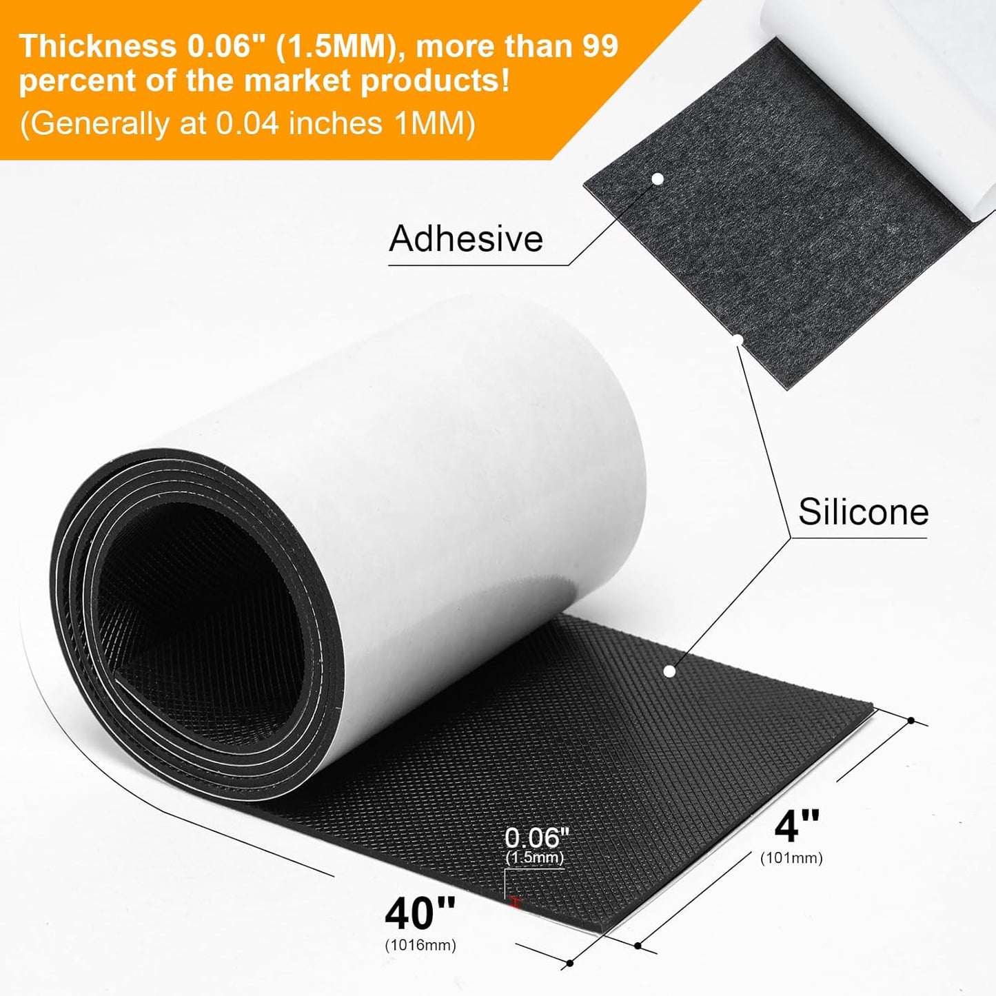 CHUNZEXI Self Adhesive Non Slip Furniture Pads 4”x40” Rubber Floor Protectors, Cuttable Anti Skid Grippers for Hardwood Floors, Scratch and Slide Protection