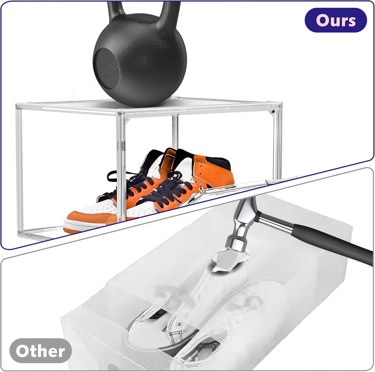 Shoe Storage 6 Pack, Acrylic Clear Shoe Storage Box Stackable Large Sneakers Display Case with Magnetic Door Hat Boxes Shoe Organizer for Closet, Fit up to US Size 13