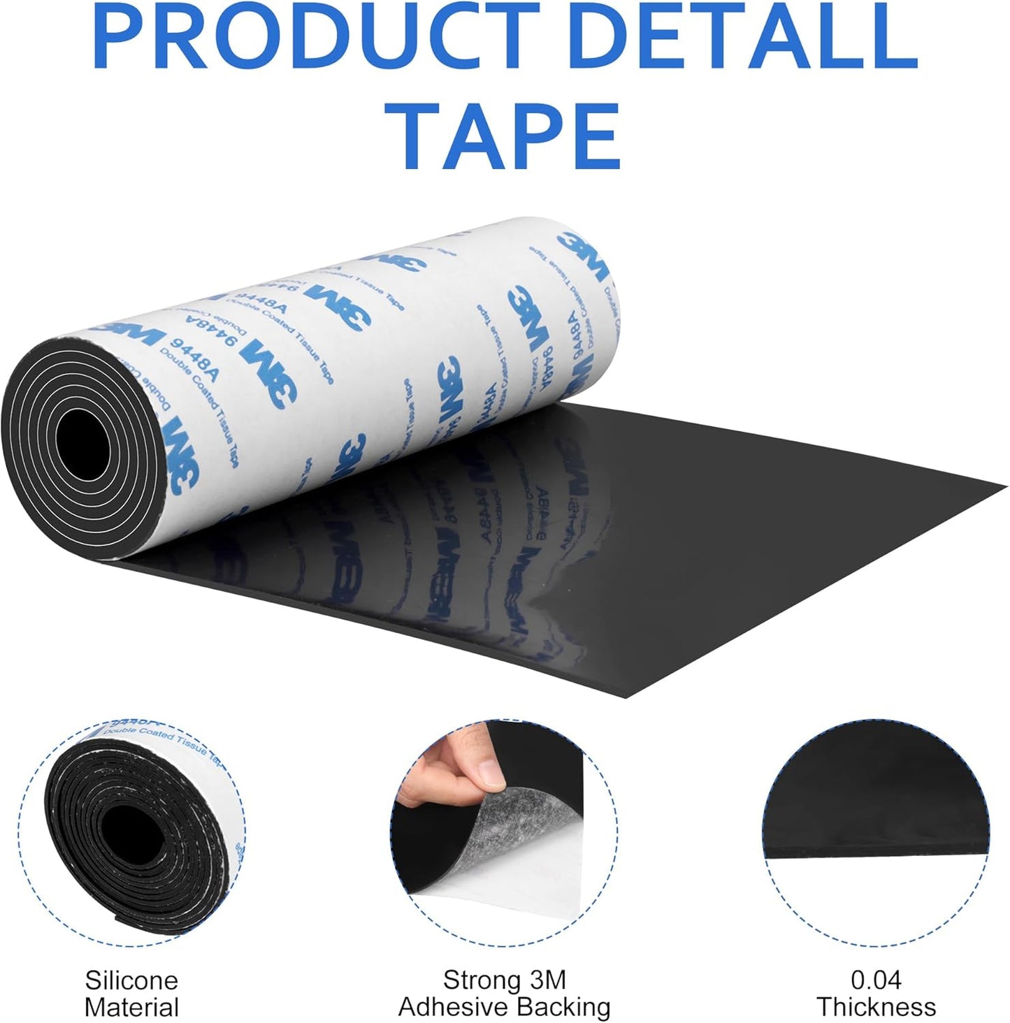 Non Slip Furniture Pads, 5" x 40" Rubber Furniture Pads Anti Skid Pads Non Slip Self Adhesive Cuttable Rubber Tape Strip Roll for Protecting Hardwood Floors Chair Wall Protector - 2 Pack, Black