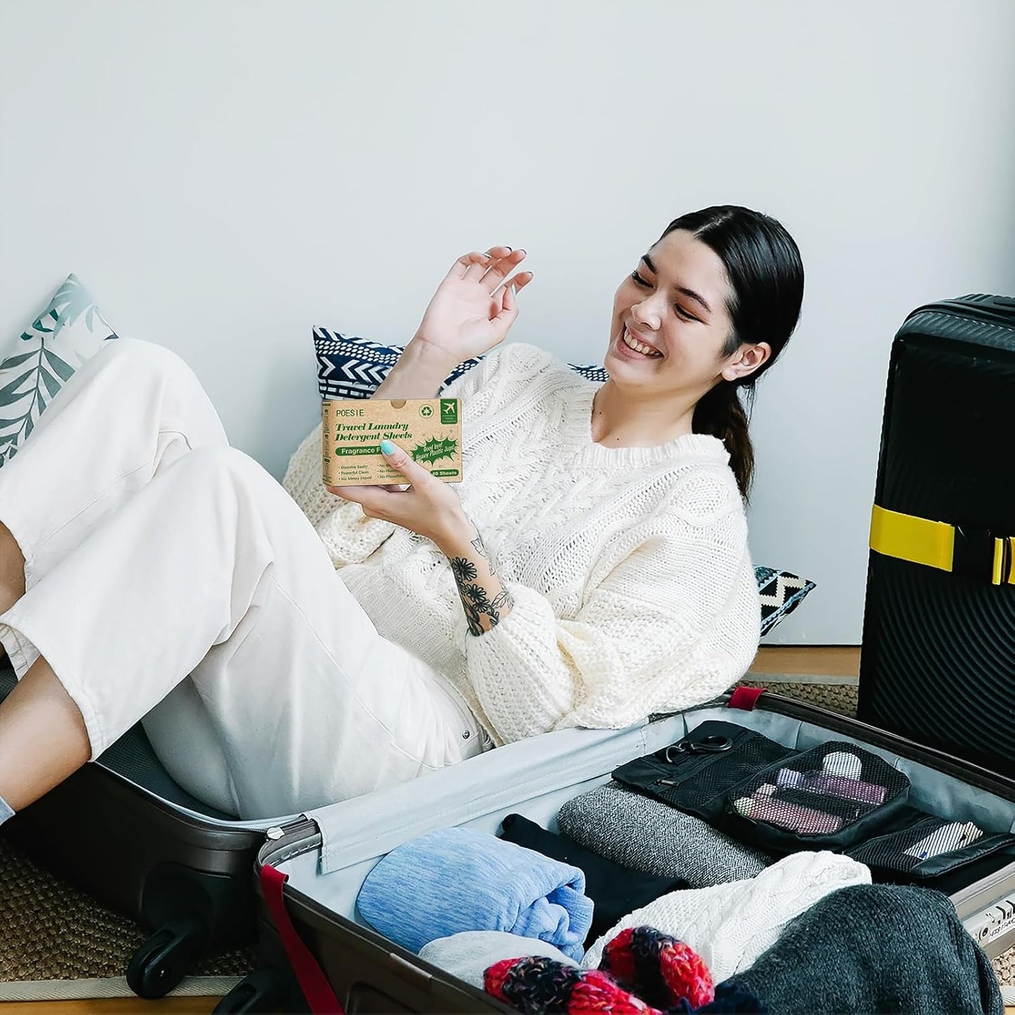 Poesie Laundry Detergent Sheets Laundry Soap Sheets for Travel Camping Clothes Washing Sheet Unscented 1 Mini Box 40 Count