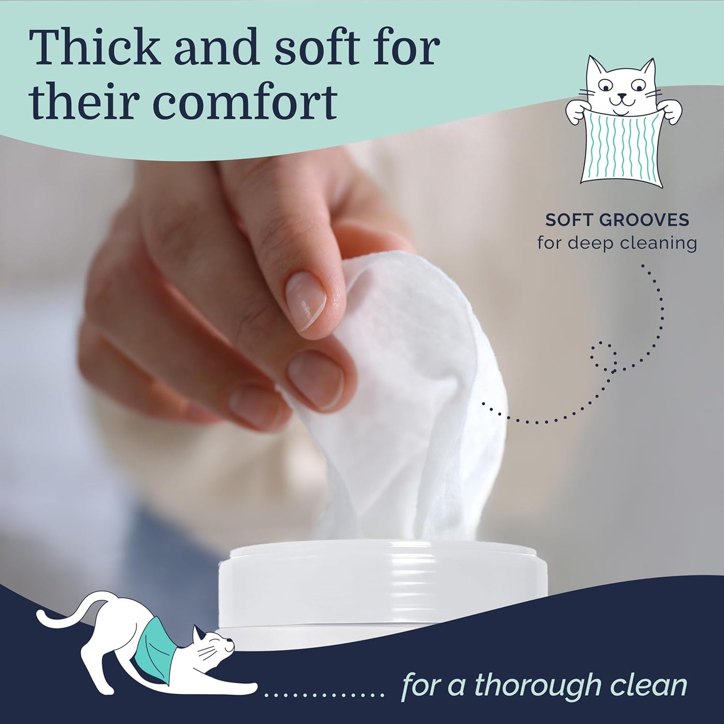 Hepper Wash Wipes - Soft Pet Cleaning Wipes Enriched with Aloe & Cucumber Scent for Waterless Grooming - Ideal for Dogs, Cats & Other Pets - Safe for Puppies & Kittens