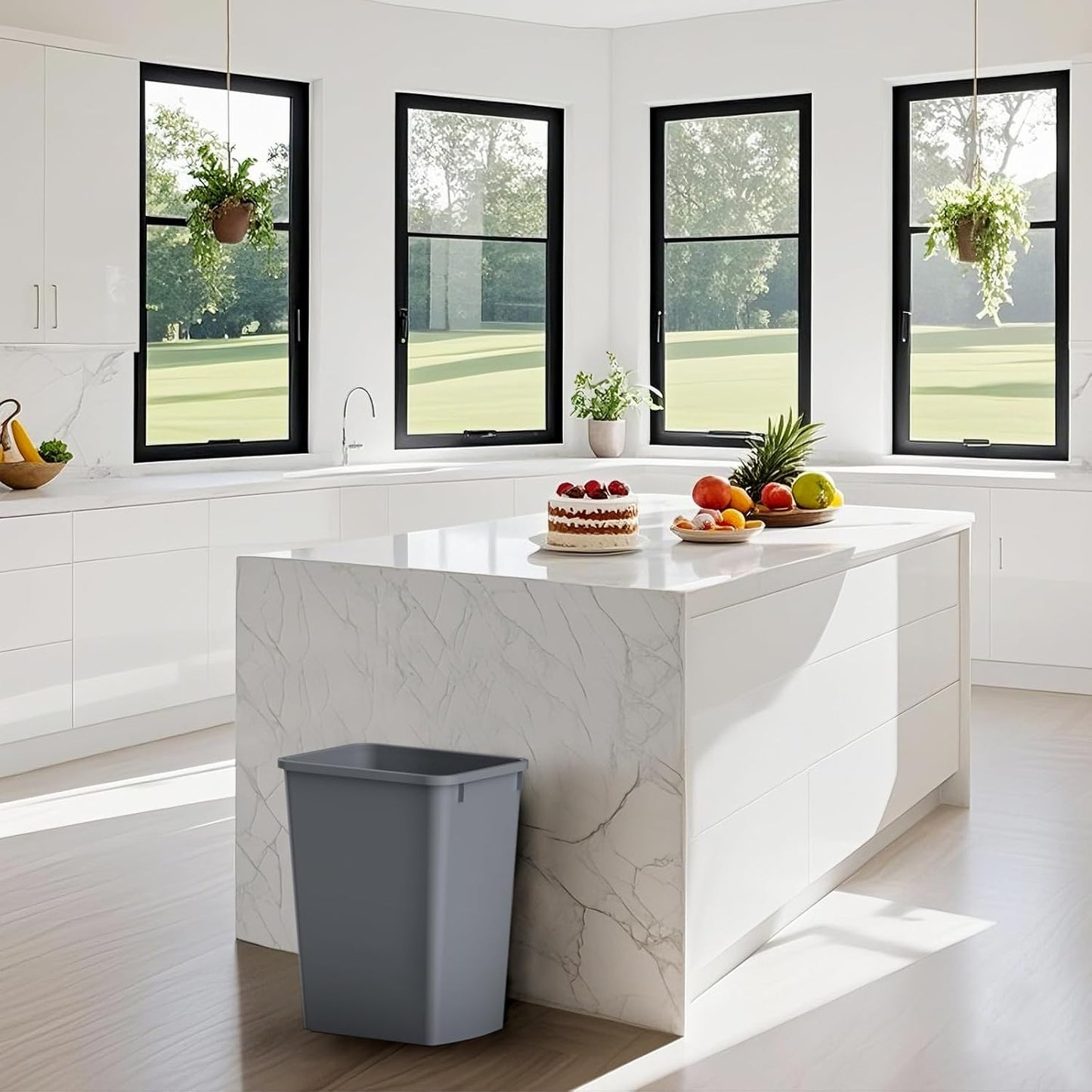 ROOMTEC Lightweight and Durable Slim Trash Can, 35QT Kitchen Trash Can, Lightweight and Sturdy Slim Trash Cans, Wastebaskets for Office, Workspace, Kitchen, Bathroom, 2 PCS