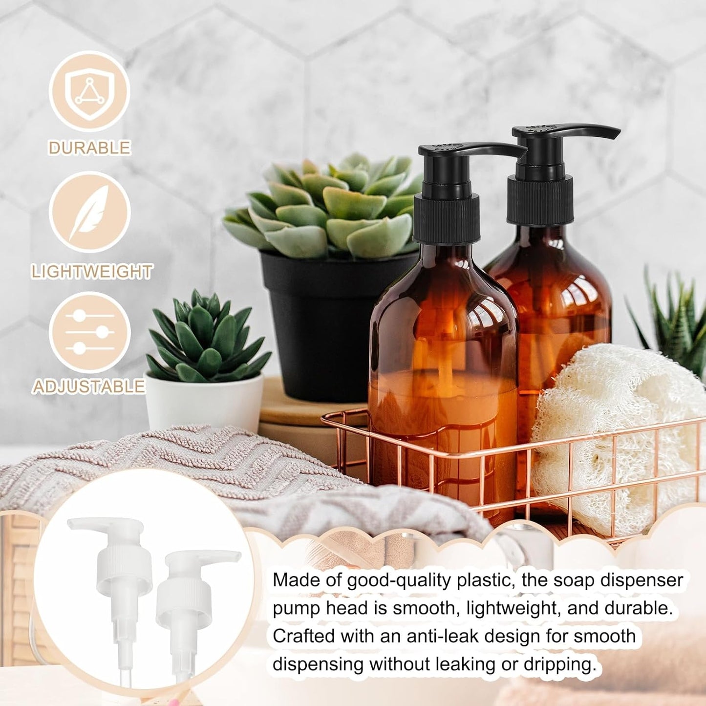 uxcell 16 Pcs Soap Dispenser Pump Heads Soap Dispensers Top Pumps Replacement Switch Pumphead for Standard 24/420 Neck Size Lotion Shampoo Bottle, White