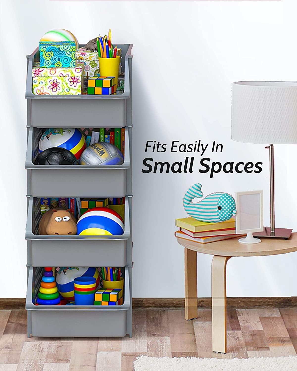 Skywin Plastic Stackable Storage Bins for Pantry - Stackable Bins for Organizing Food, Kitchen, and Bathroom Essentials (Grey - 24 Pack)