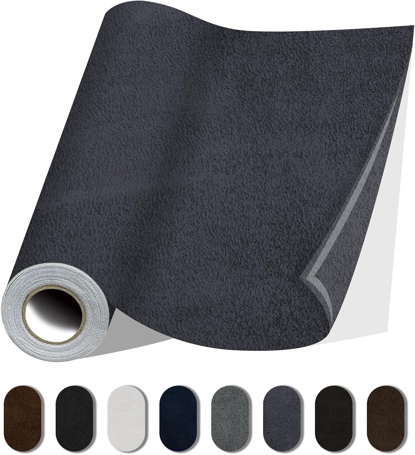 Fabric Repair Patches, 35X79 Inch Self-Adhesive Suede Patches Tape Durable, DIY Large Fabric Repair for Sofa, Couches, Furniture, Chair, Clothing （35X79 Inch, Dark Grey）