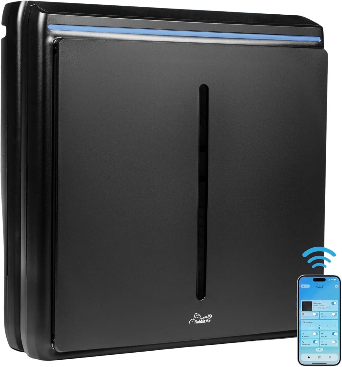 Rabbit Air, A3 SPA-1000N Air Purifiers for Home, Ultra Quiet HEPA Air Purifier - Wall Mountable Air Purifiers for Home Large Room, Allergies, Dust, Mold, Smoke & VOCs - (Black, Germ Defense Filter)