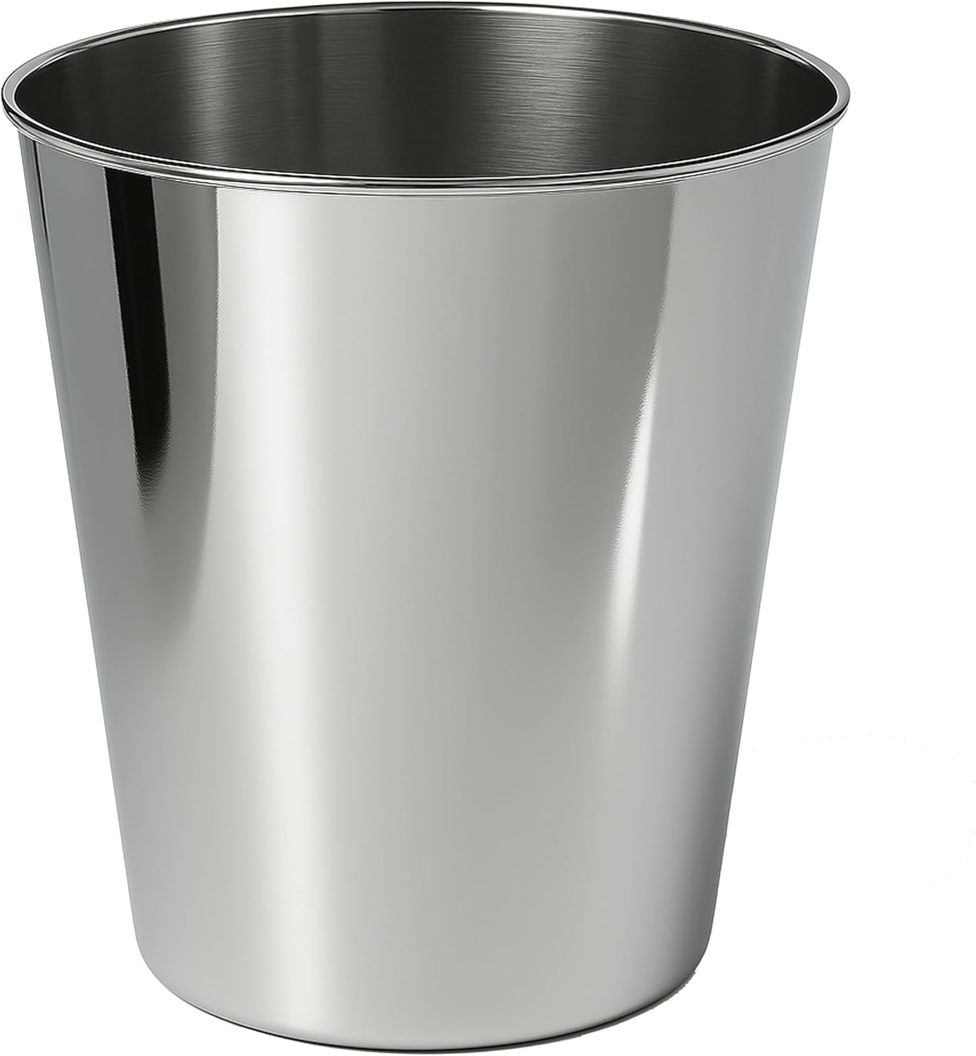 happimess HPM1113D Nolan Modern Classic Smooth Steel 2-Gallon Wastebasket for Home, Bathroom, Living Room, Office, Bedroom, Kitchen, Polished Steel