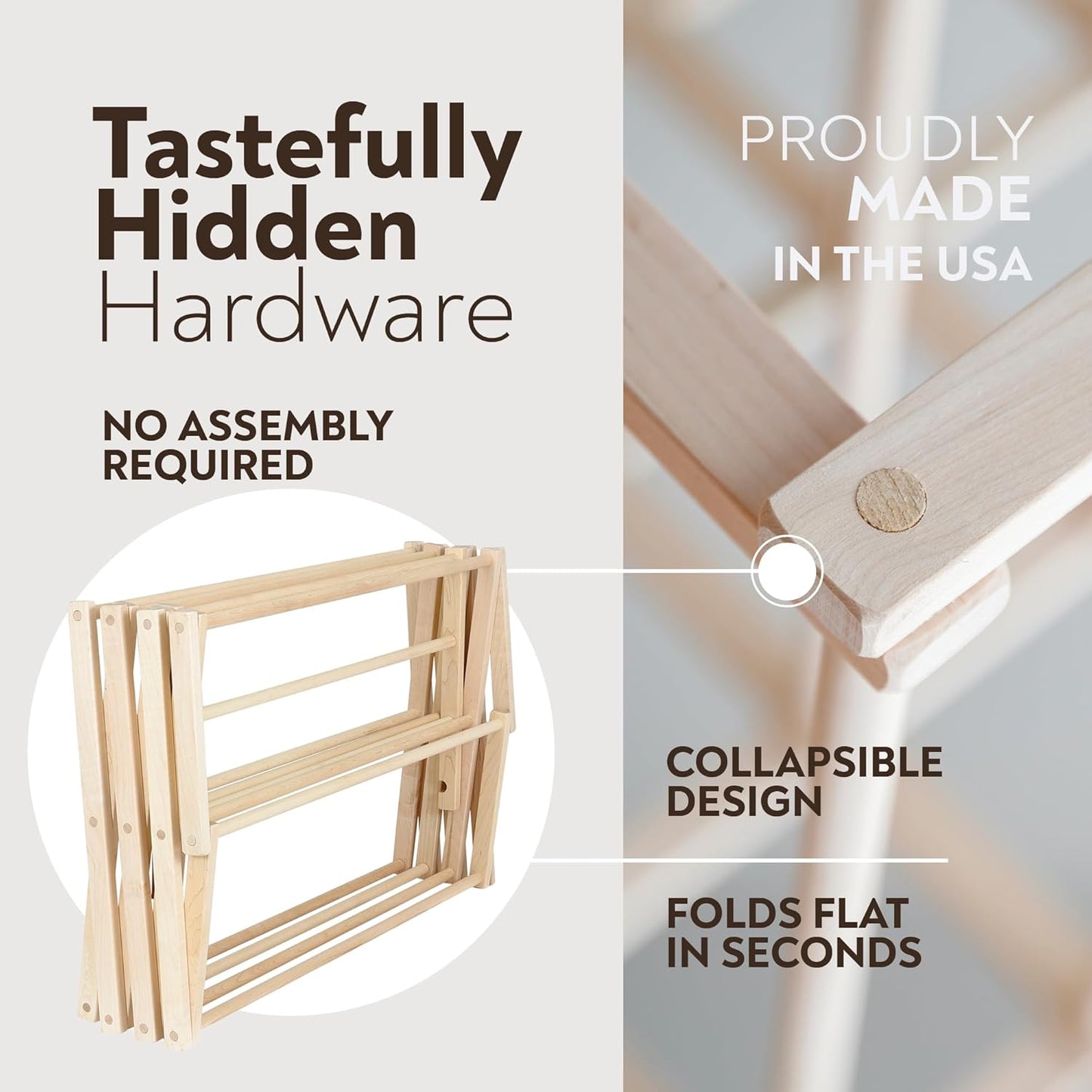 Pennsylvania Woodworks Clothes Drying Rack: Solid Maple Hard Wood Laundry Rack for Sweaters, Blouses, Lingerie & More, Durable Folding Drying Rack, Made in USA, No Assembly Needed, Large