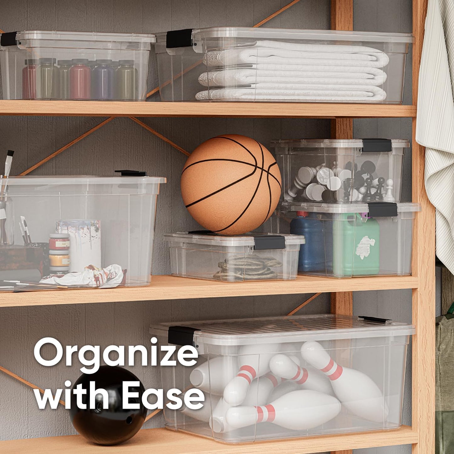 Superio Storage Bins with Lids- 4 Pack, 4.5 Qt Clear Boxes for Organizing, Stackable Plastic Containers- BPA Free, Non-Toxic, Odor Free, Organizer for Home, Office, Dorm