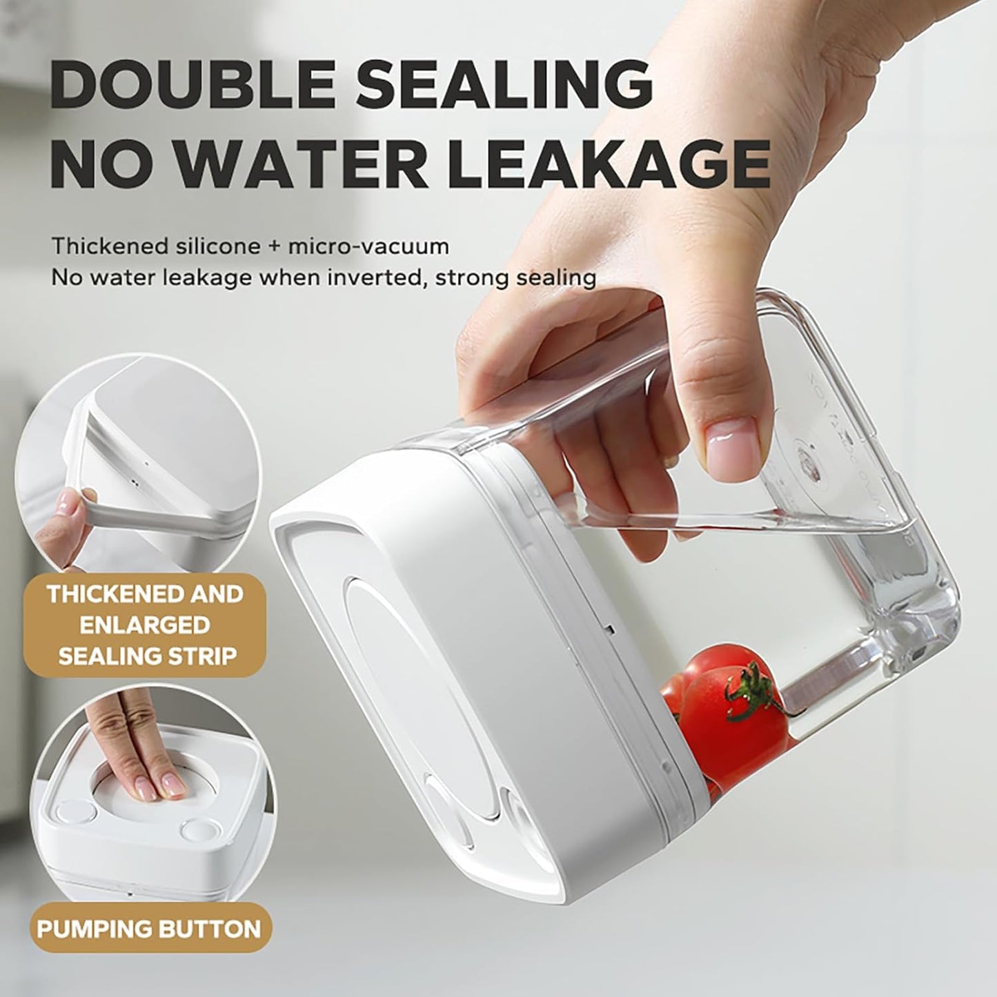 Manual Vacuum Jar With One-Button Vacuum Pump, Airtight Food Cereal Containers Storage With Lids (white-4pc)