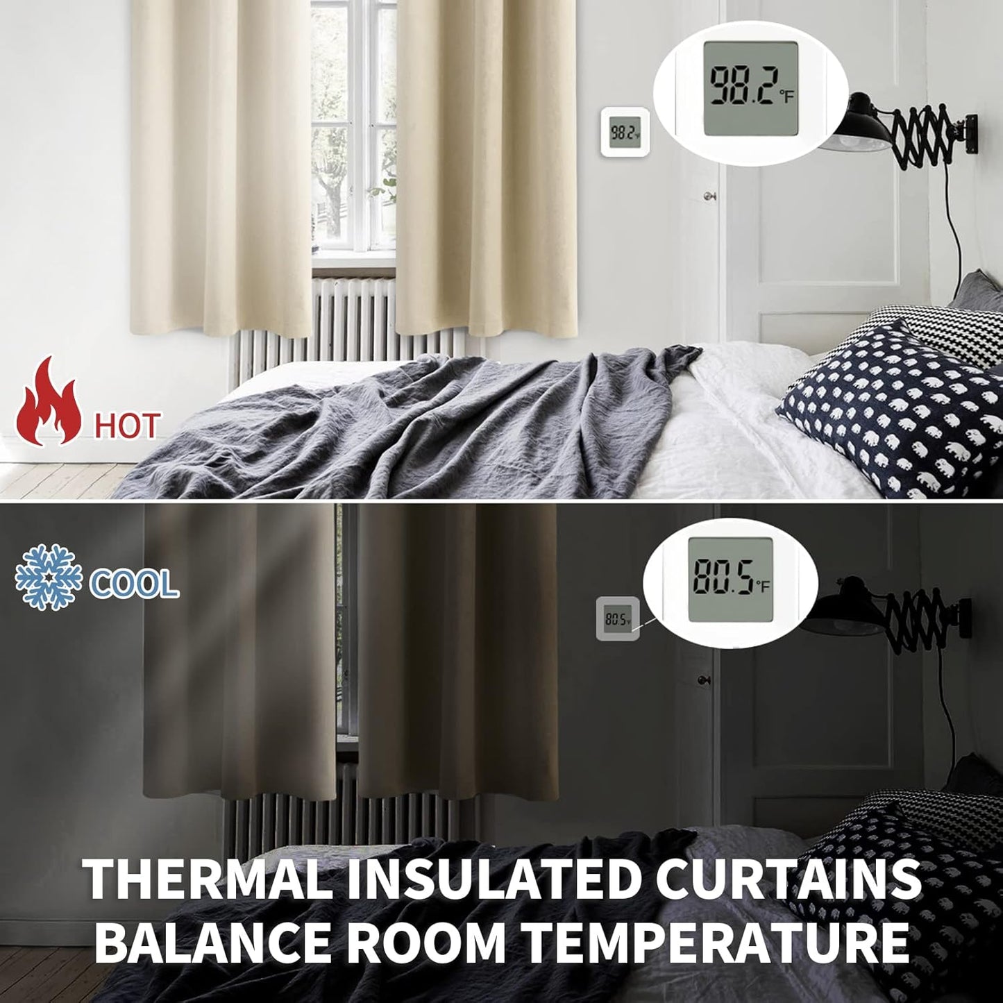 BGment Beige Curtains Kitchen Window Over Sink 36 Inches Length - Short Drapes with Rod Pocket Thermal Insulated Privacy for Cafe Bathroom Small Window, 2 Panels