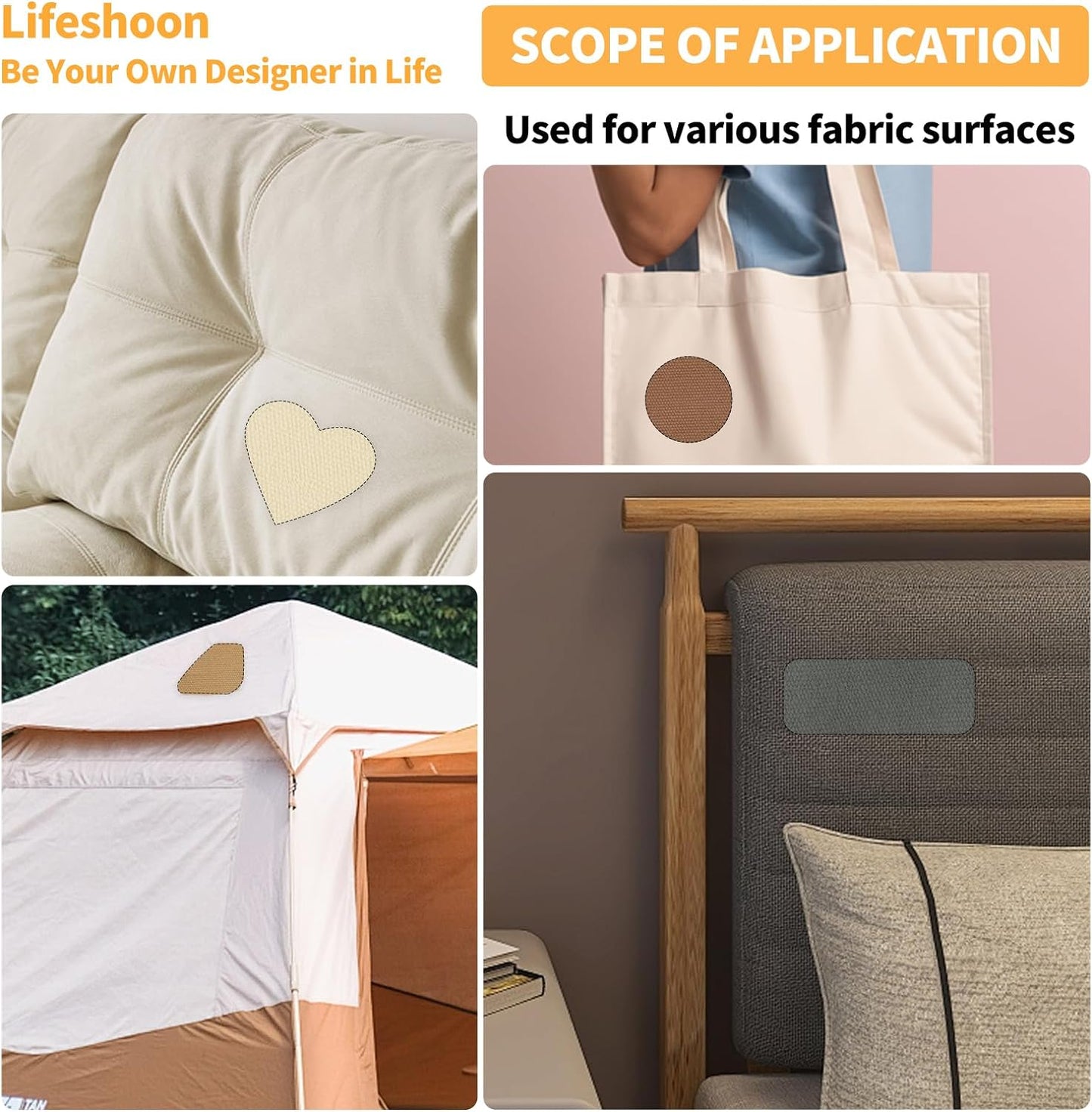 Fabric Repair Patches, Canvas Self-Adhesive Fabric Patches Tape Durable, DIY Large Canvas Repair for Sofa, Couches, Furniture, Chair, Clothing （3.5X79 Inch, Brown）