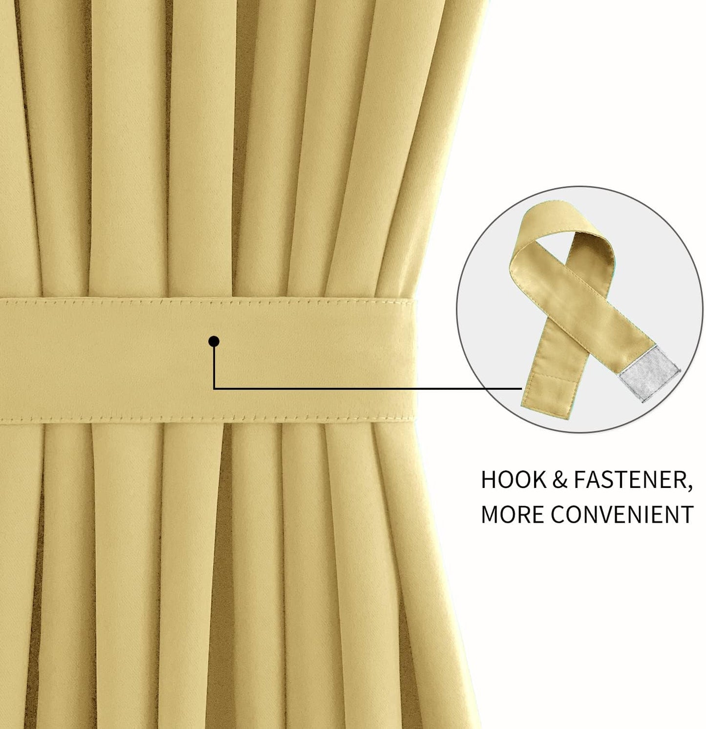 DWCN French Door Curtains – Rod Pocket Thermal Blackout Curtain for Doors with Glass Window, Kitchen and Patio Doors for Privacy, 25 X 72 Inches Long, 1 Curtain Panel with Tieback, Light Yellow