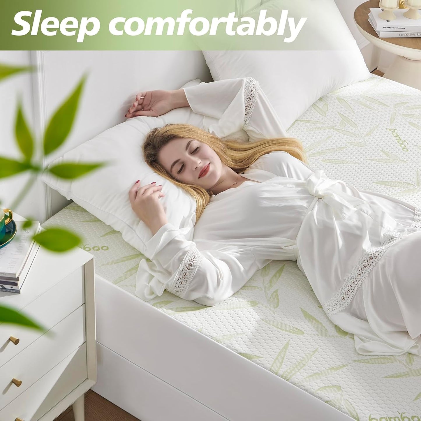 California King Mattress Protector Waterproof Mattress Pad Washable Bamboo Rayon Mattress Cover Breathable Noiseless Bed Protector 5" - 21'' Elastic Fitted Deep Pocket