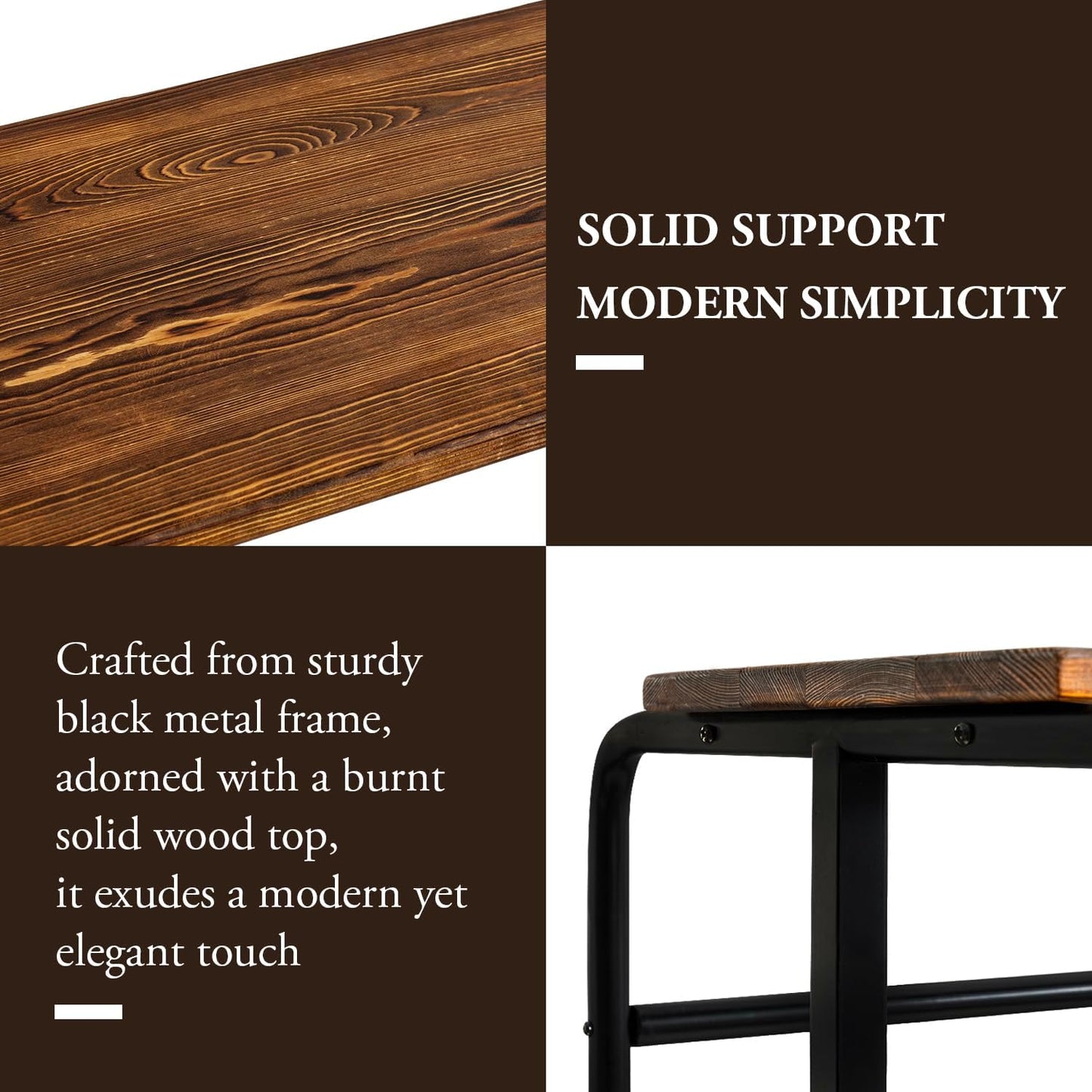 MyGift Dual Clothing Rack, Commercial Urban Black Metal Freestanding Large Garment Rack with Burnt Solid Wood Top Storage Shelf, Heavy Duty Double Rod Clothes Rack