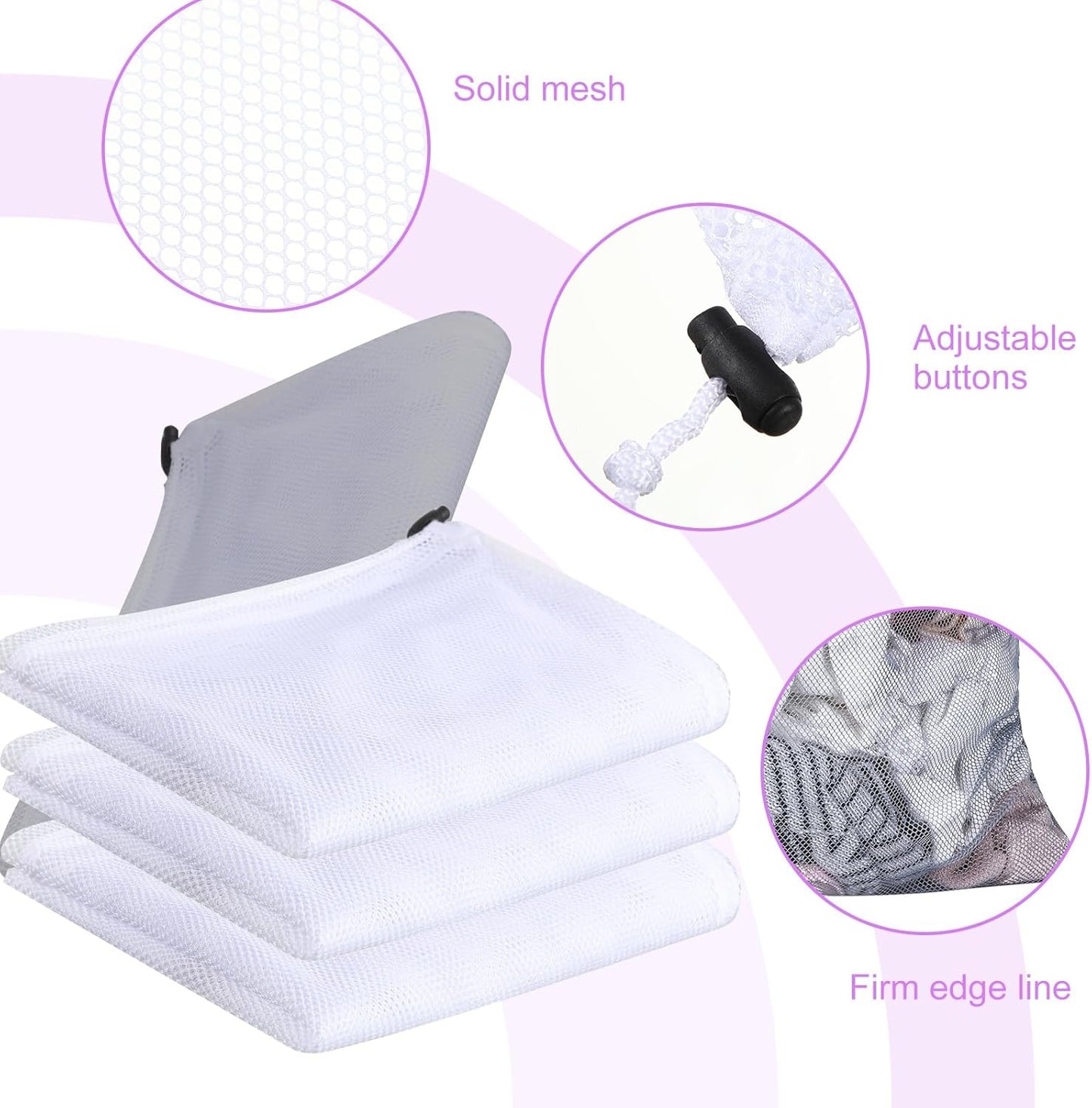 Berlune 30 Pack 24 x 36 Inches Large Mesh Bags for Laundry, Wash bags, Sturdy Mesh Material Closed with Drawstring, Factory, University, Dormitory, Travel and Apartment Dweller (White, Gray)